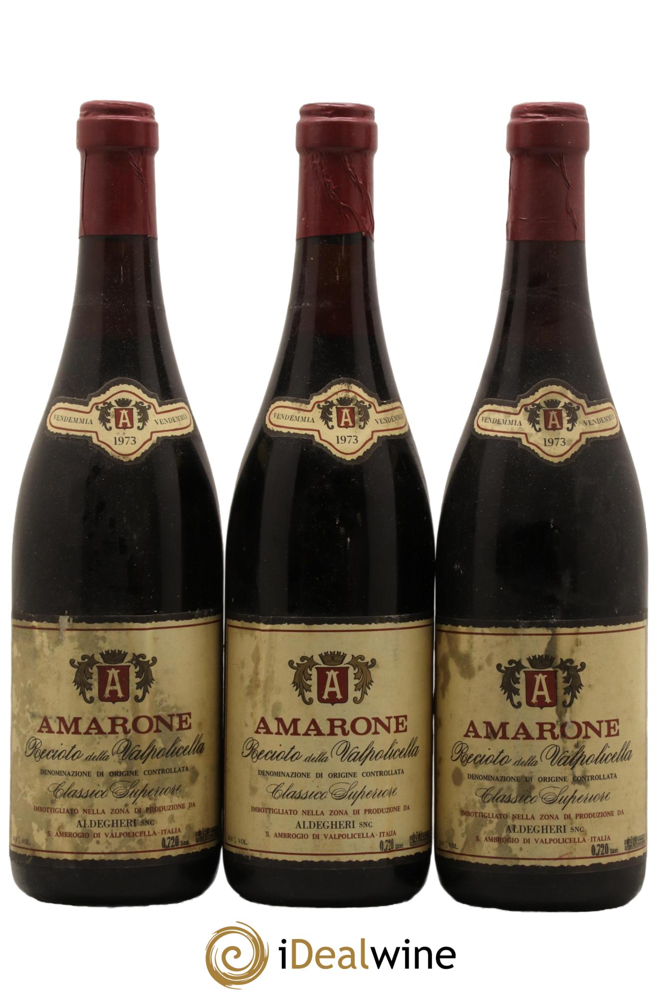 Amarone della Valpolicella DOC Recioto Aldegheri 1973 - Lot de 3 bouteilles - 0