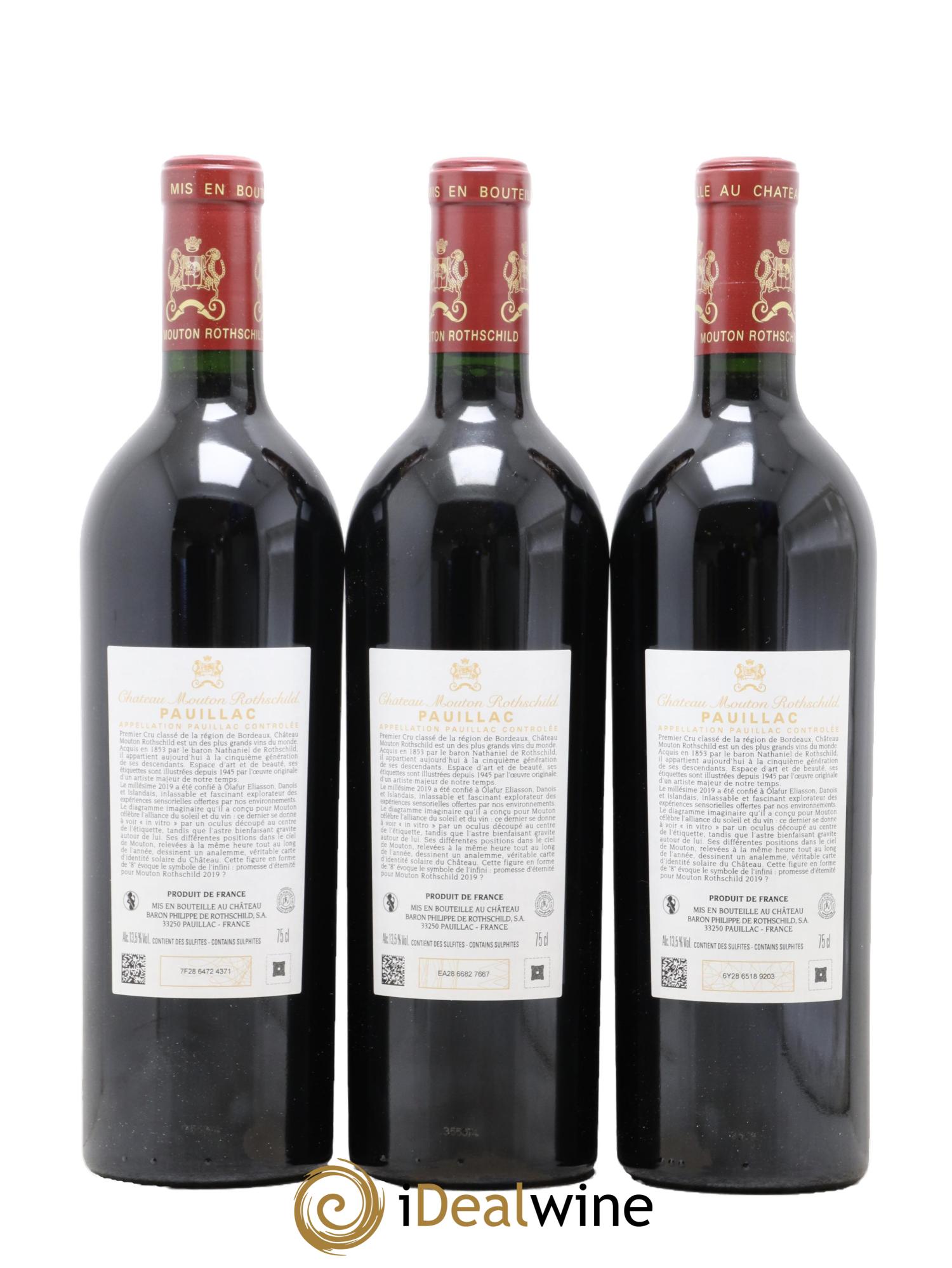 Château Mouton Rothschild 1er Grand Cru Classé 2019 - Lot of 3 bottles - 1