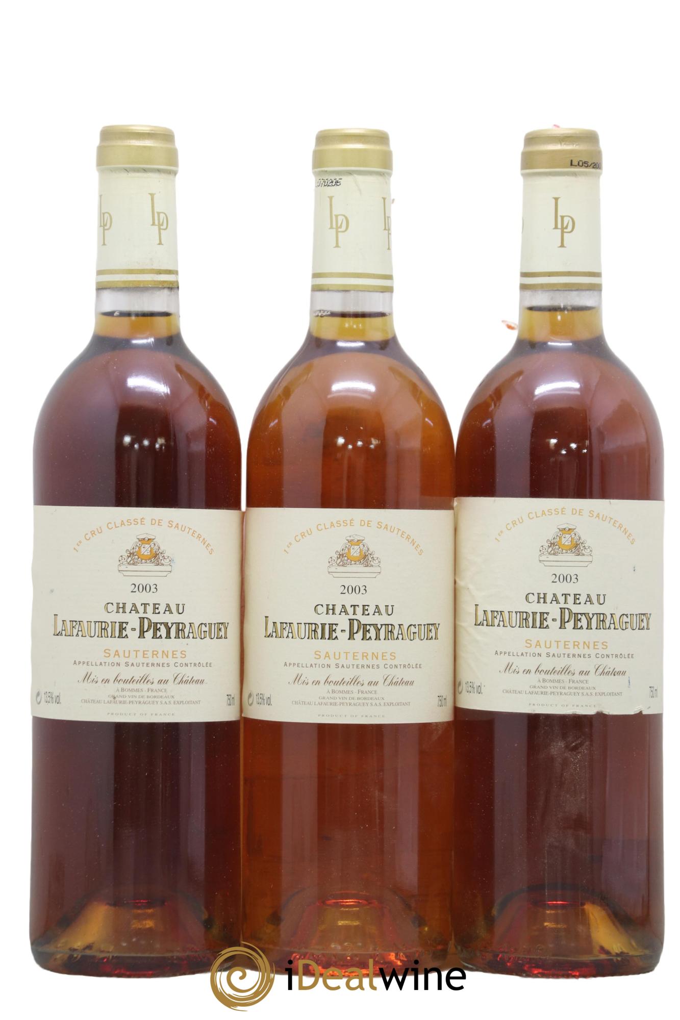 Château Lafaurie-Peyraguey 1er Grand Cru Classé 2003 - Lotto di 3 bottiglie - 0