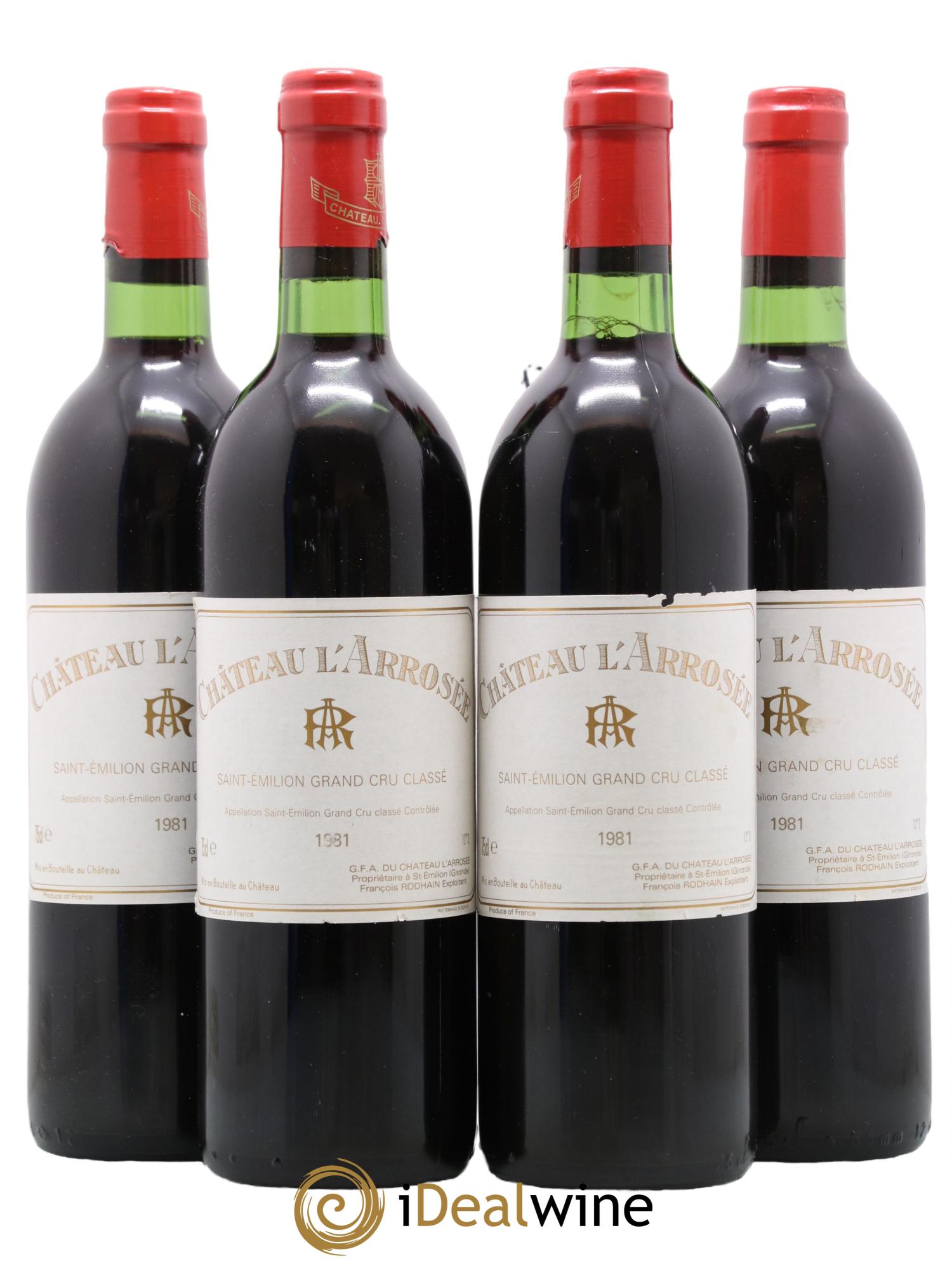 Château l' Arrosée Grand Cru Classé 1981 - Lot de 4 bouteilles - 0