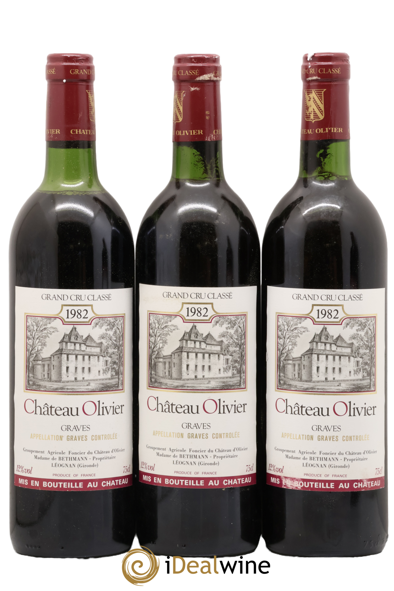 Château Olivier Cru Classé de Graves 1982 - Lotto di 3 bottiglie - 0