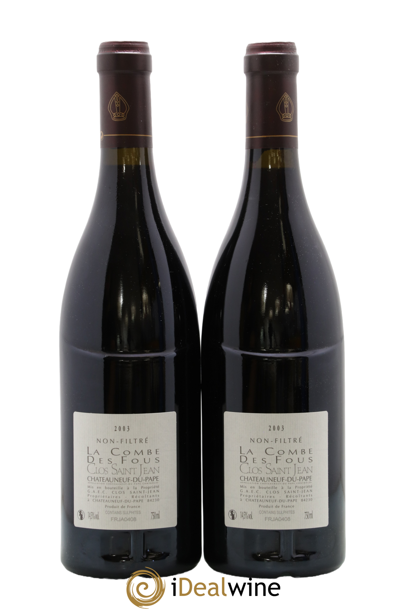 Châteauneuf-du-Pape Clos Saint-Jean La Combe des Fous Pascal et Vincent Maurel 2003 - Lotto di 2 bottiglie - 1