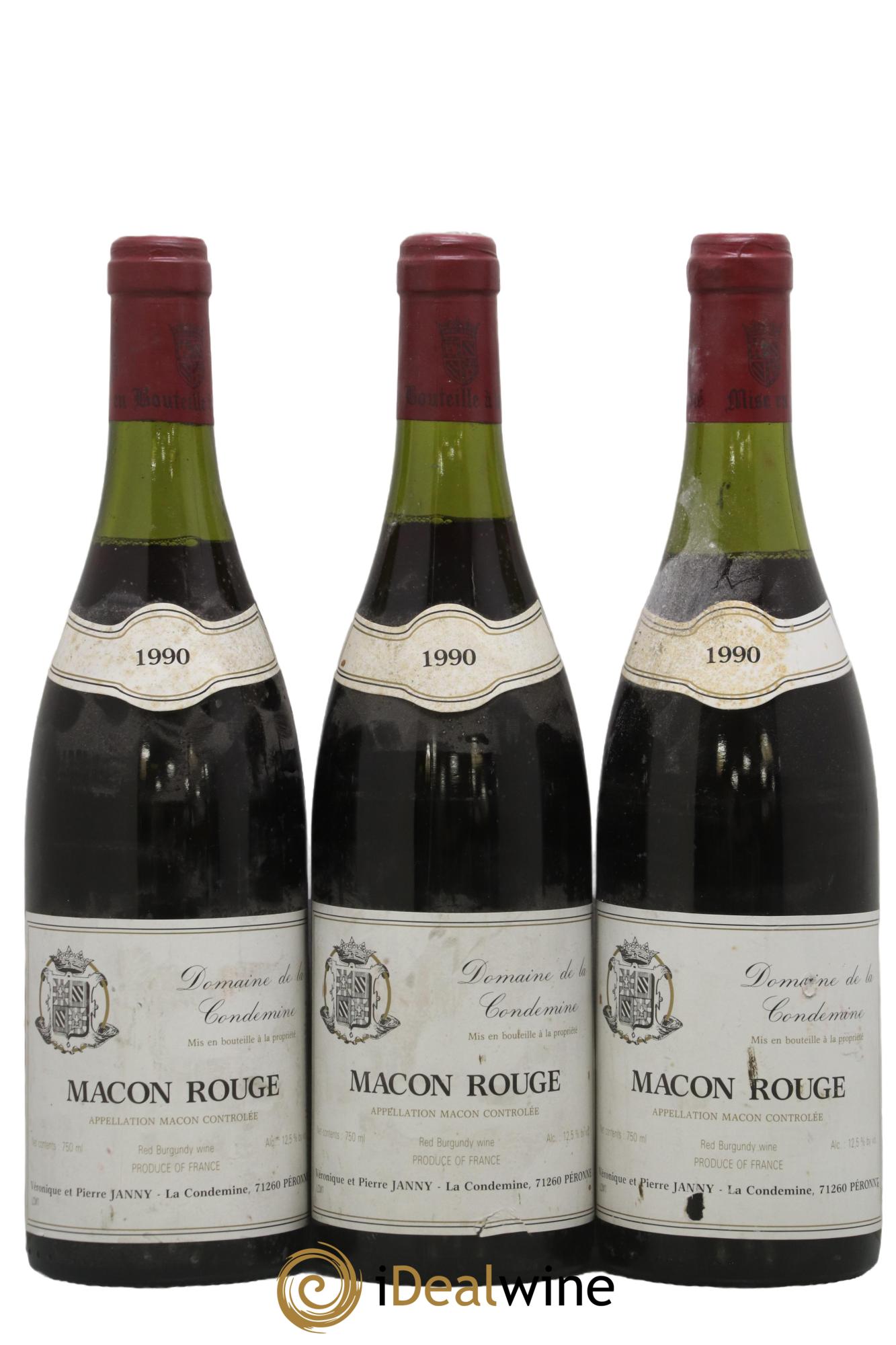 Mâcon Domaine De La Condemine 1990 - Lot de 3 bouteilles - 0