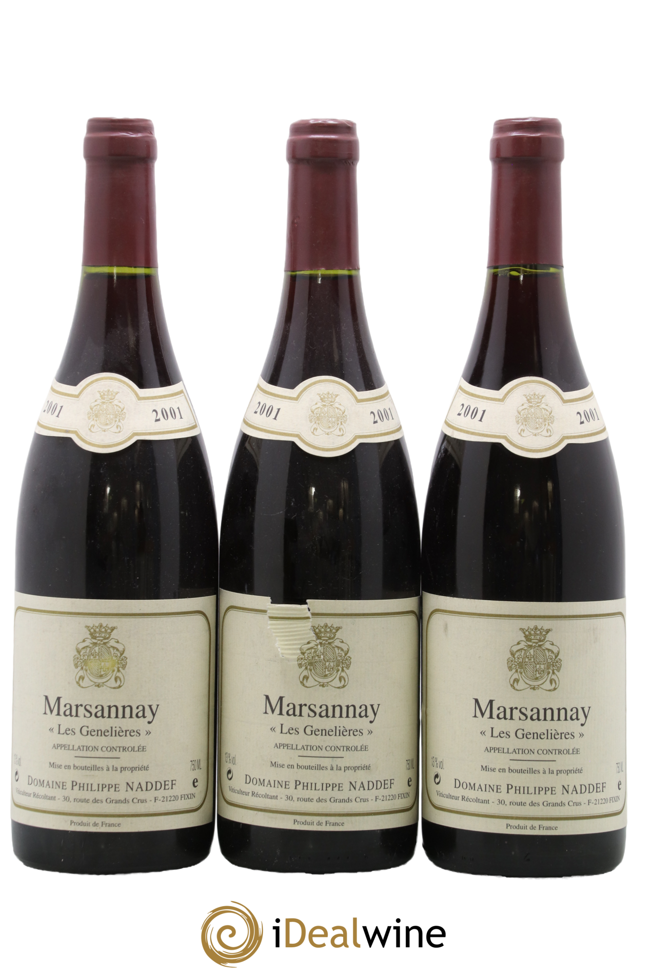 Marsannay Les Genelières Philippe Naddef 2001 - Lot de 3 bouteilles - 0