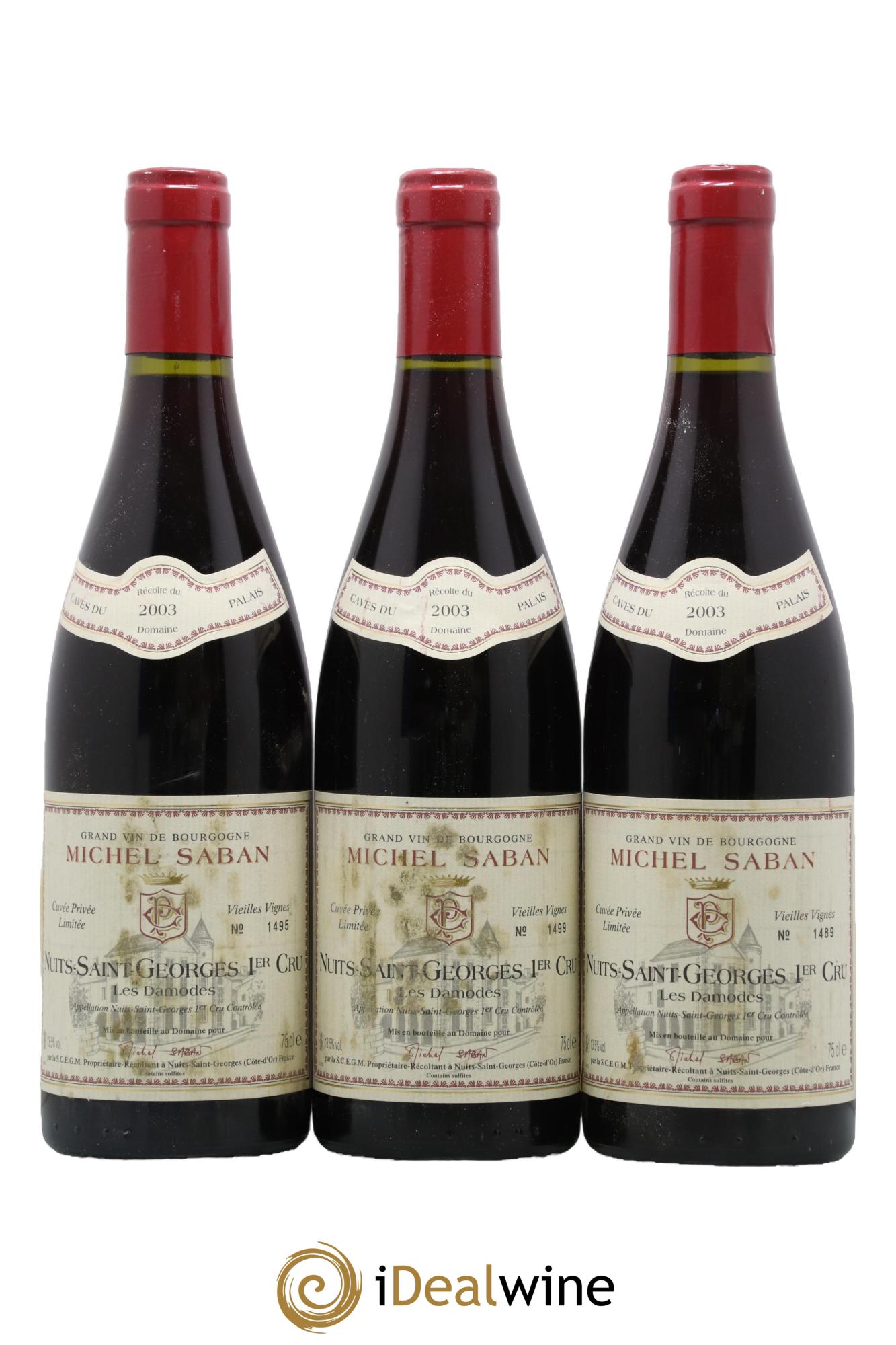 Nuits-Saint-Georges 1er Cru Les Damodes Michel Saban 2003 - Lot de 3 bouteilles - 0