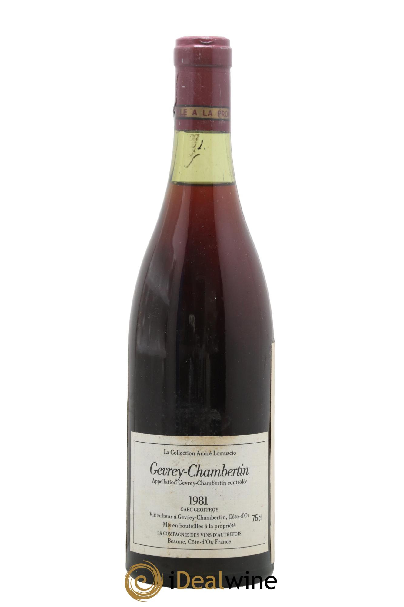 Gevrey-Chambertin Colletion Andre Lomuscio Signée Franquin 1981 - Lot de 1 bouteille - 1