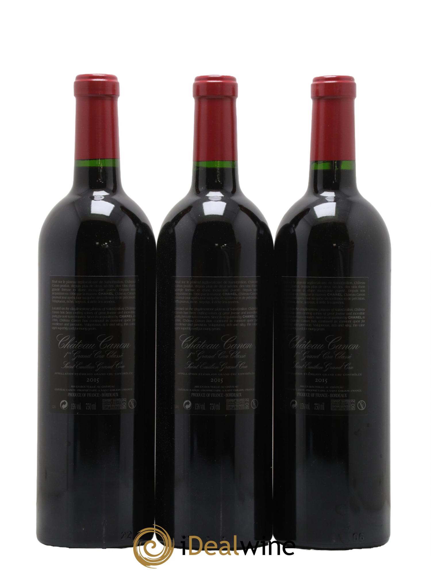 Château Canon 1er Grand Cru Classé B 2015 - Lot de 3 bouteilles - 1