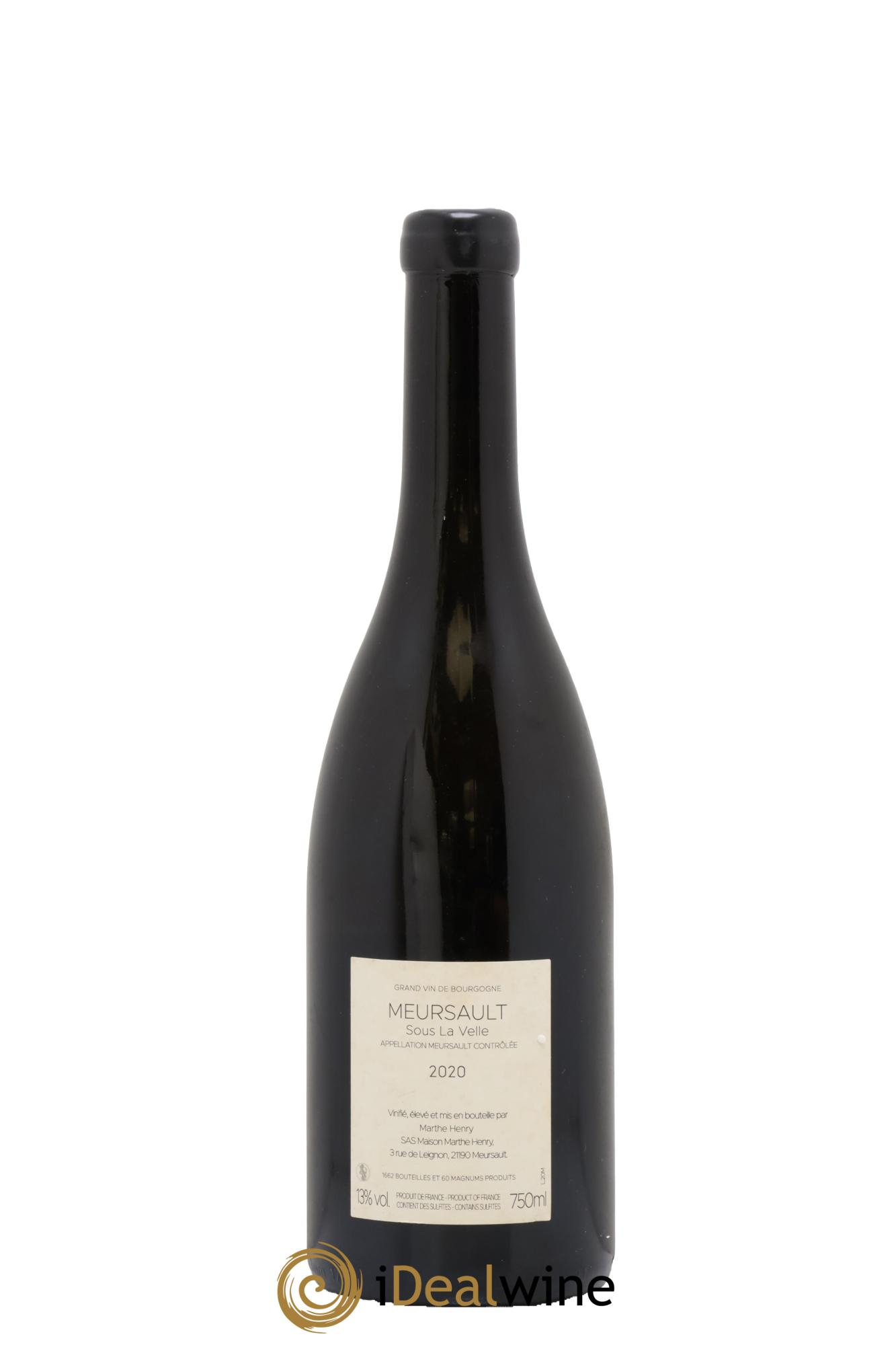 Meursault Sous la Velle Marthe Henry 2020 - Lot de 1 bouteille - 1