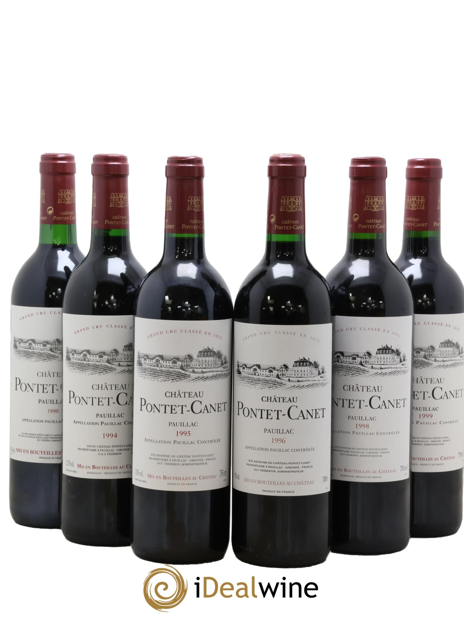 Château Pontet Canet 5ème Grand Cru Classé Coffret Millésimes 1990-1994-1995-1996-1998-1999 - Lot of 6 bottles - 0