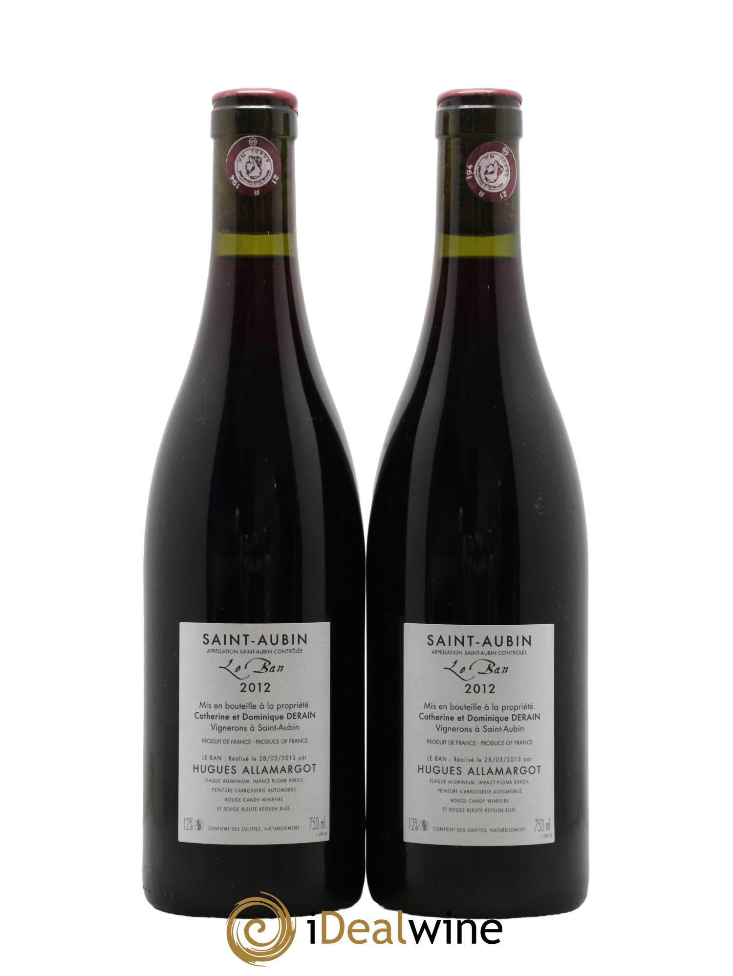 Saint-Aubin Le Ban Catherine et Dominique Derain 2012 - Lot de 2 bouteilles - 1