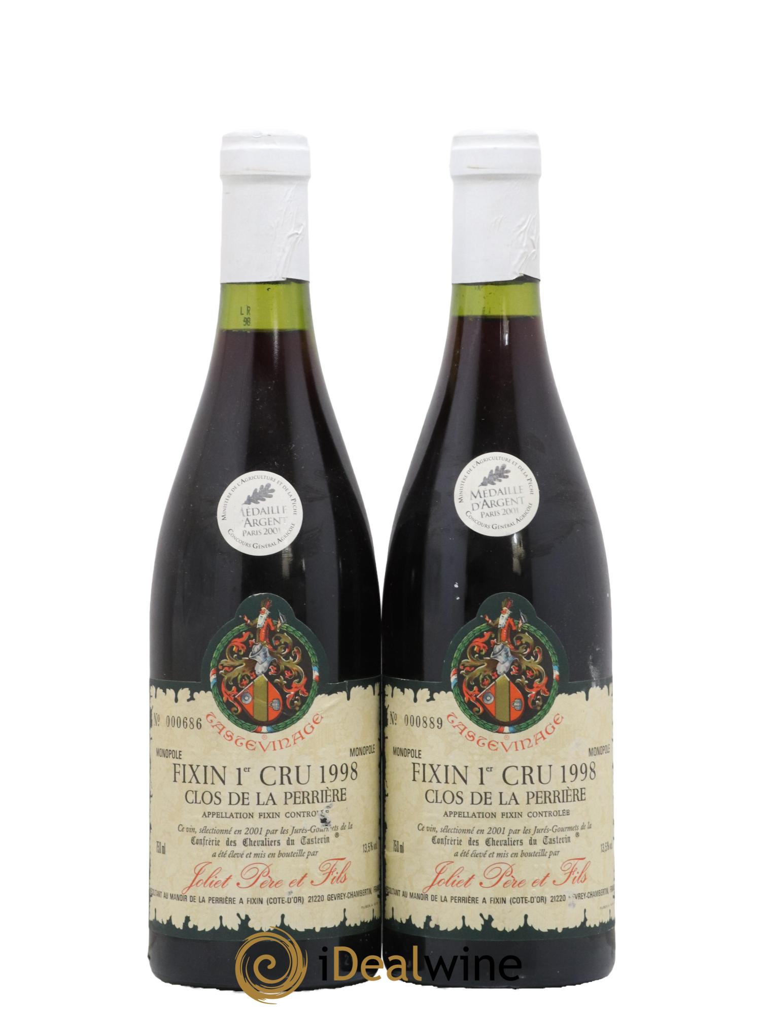 Fixin 1er Cru Clos de la Perrière Joliet Père & Fils (Domaine) Tastevinage 1998 - Lot de 2 bouteilles - 0