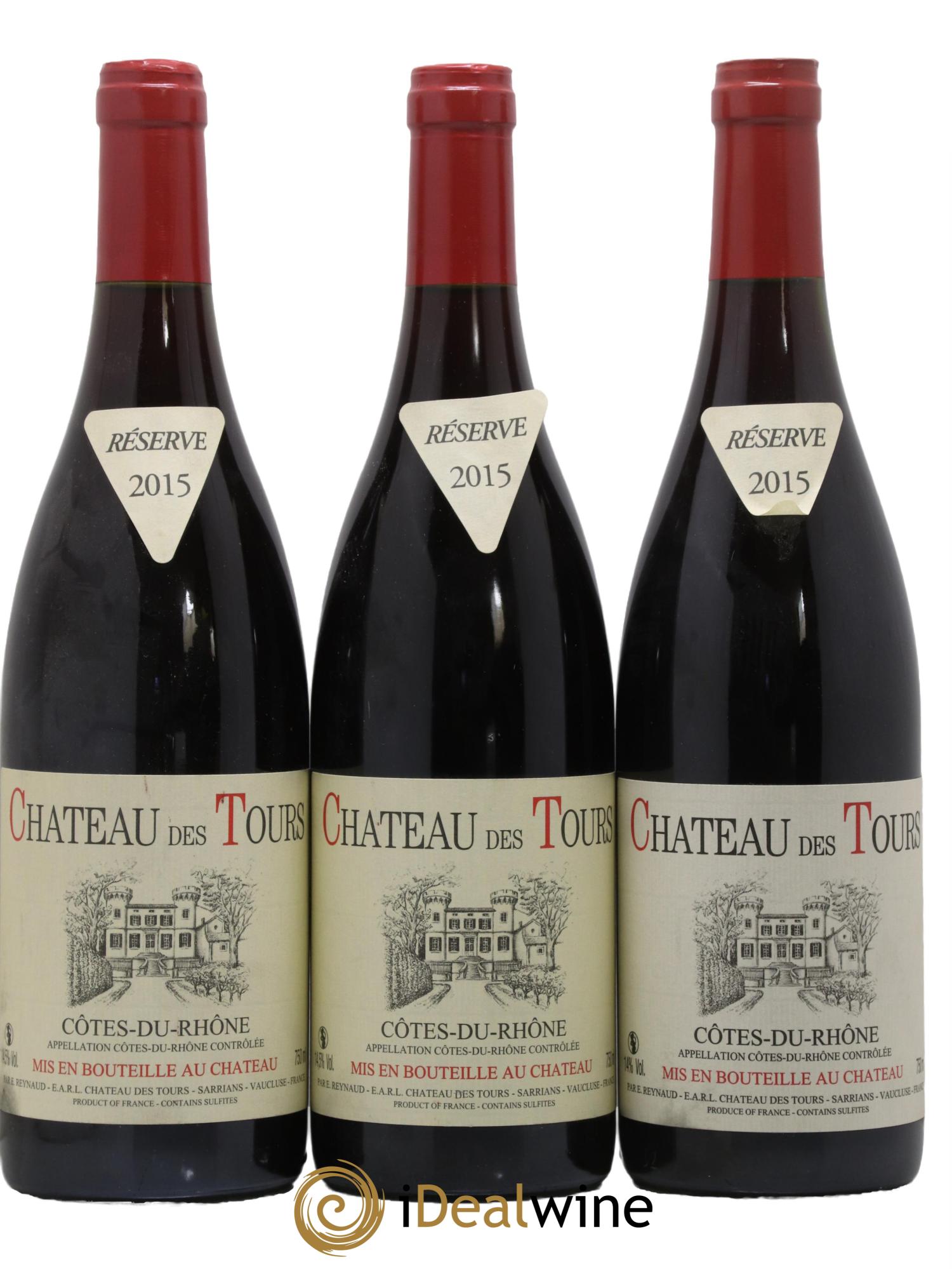 Côtes-du-Rhône Château des Tours Emmanuel Reynaud 2015 - Lot de 3 bouteilles - 0