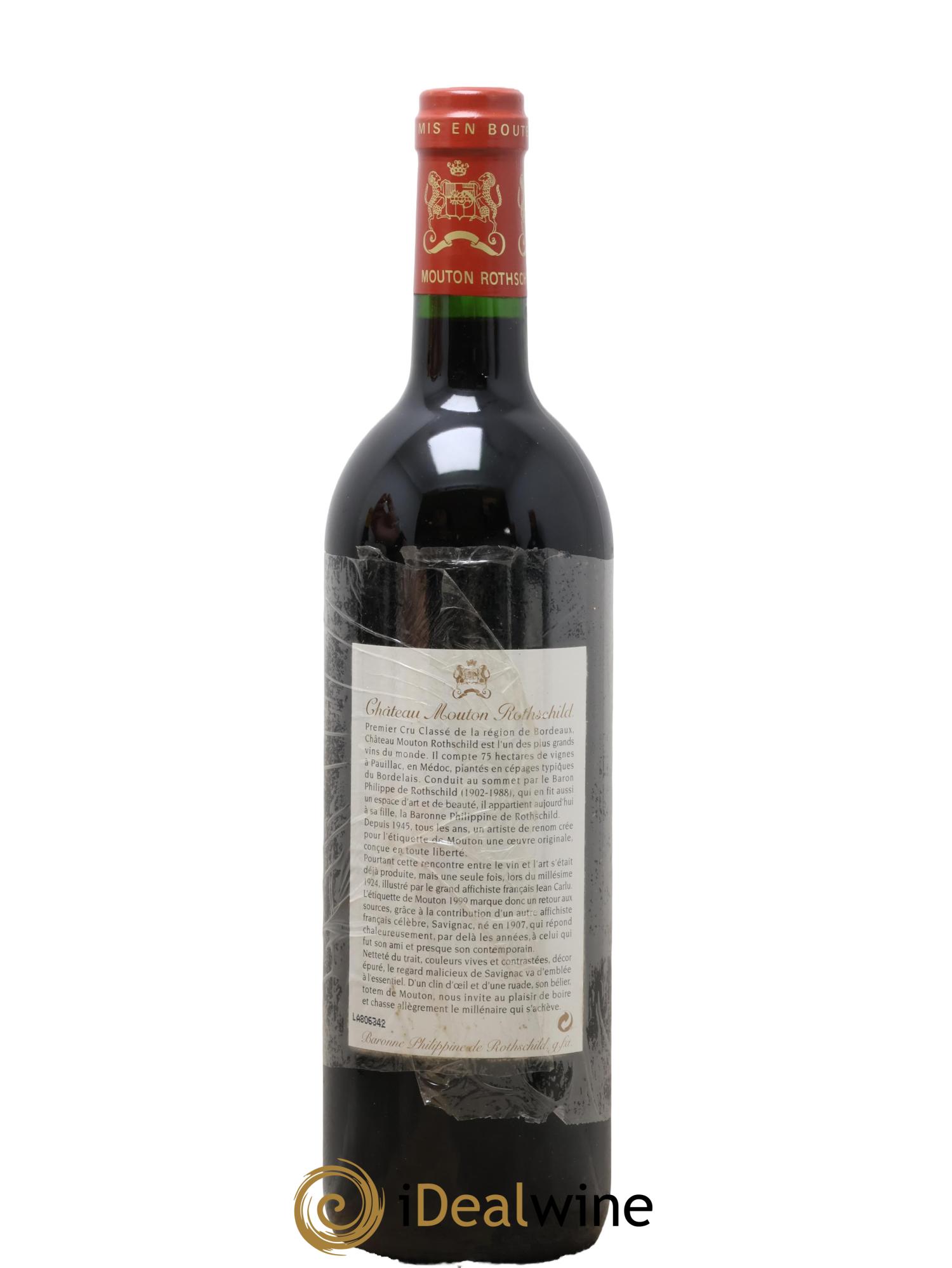 Château Mouton Rothschild 1er Grand Cru Classé 1999 - Lot de 1 bouteille - 1