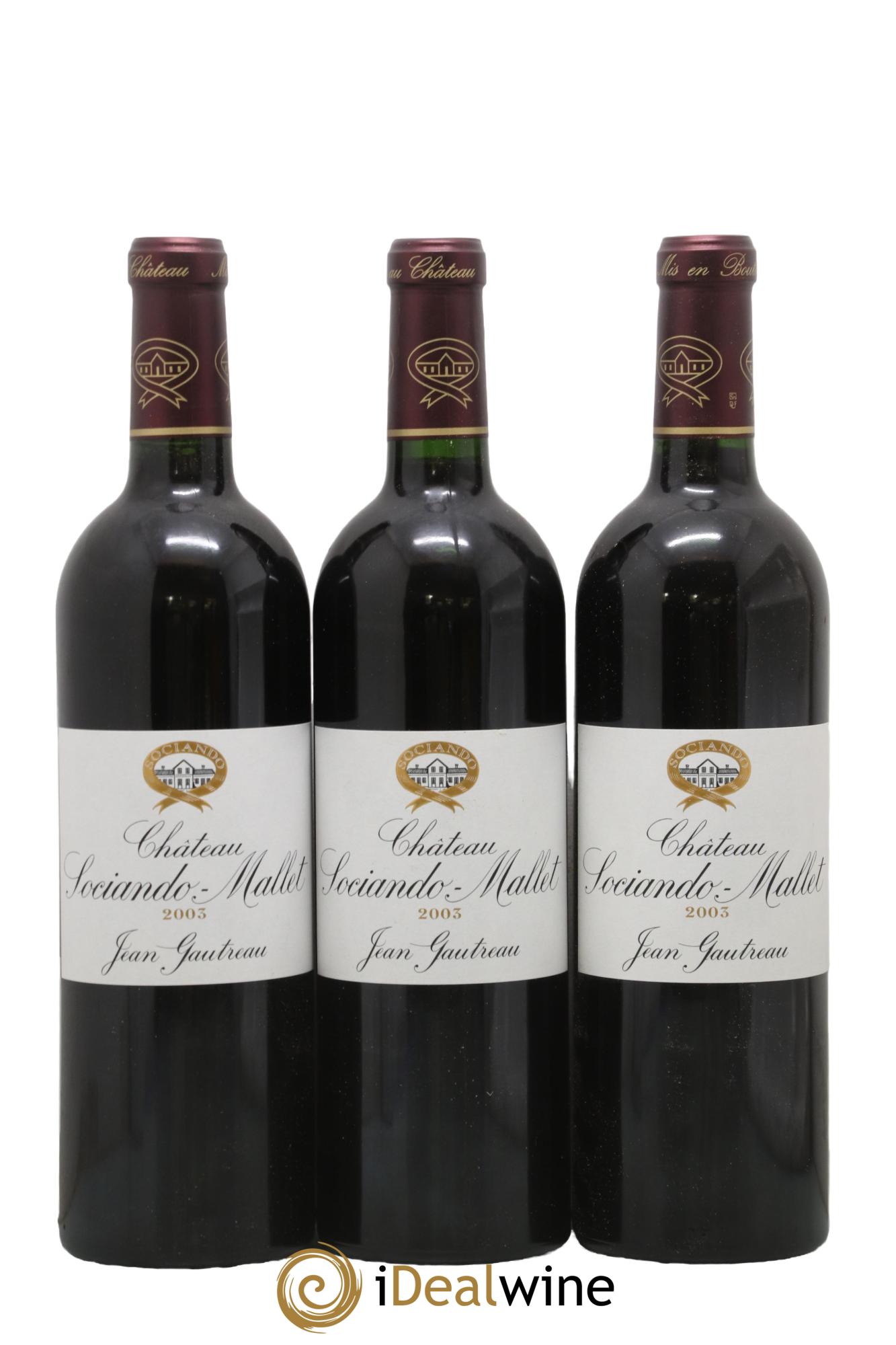 Château Sociando Mallet 2003 - Lot de 3 bouteilles - 0
