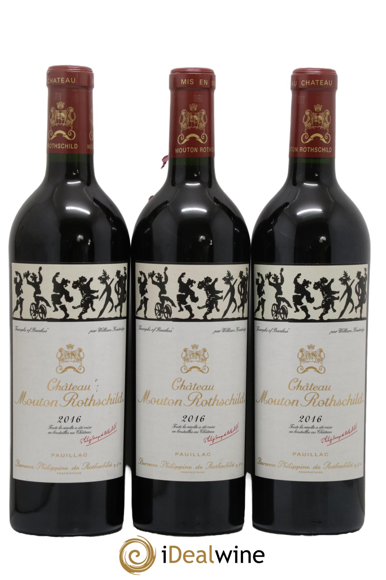 Château Mouton Rothschild 1er Grand Cru Classé 2016 - Lot of 3 bottles - 0