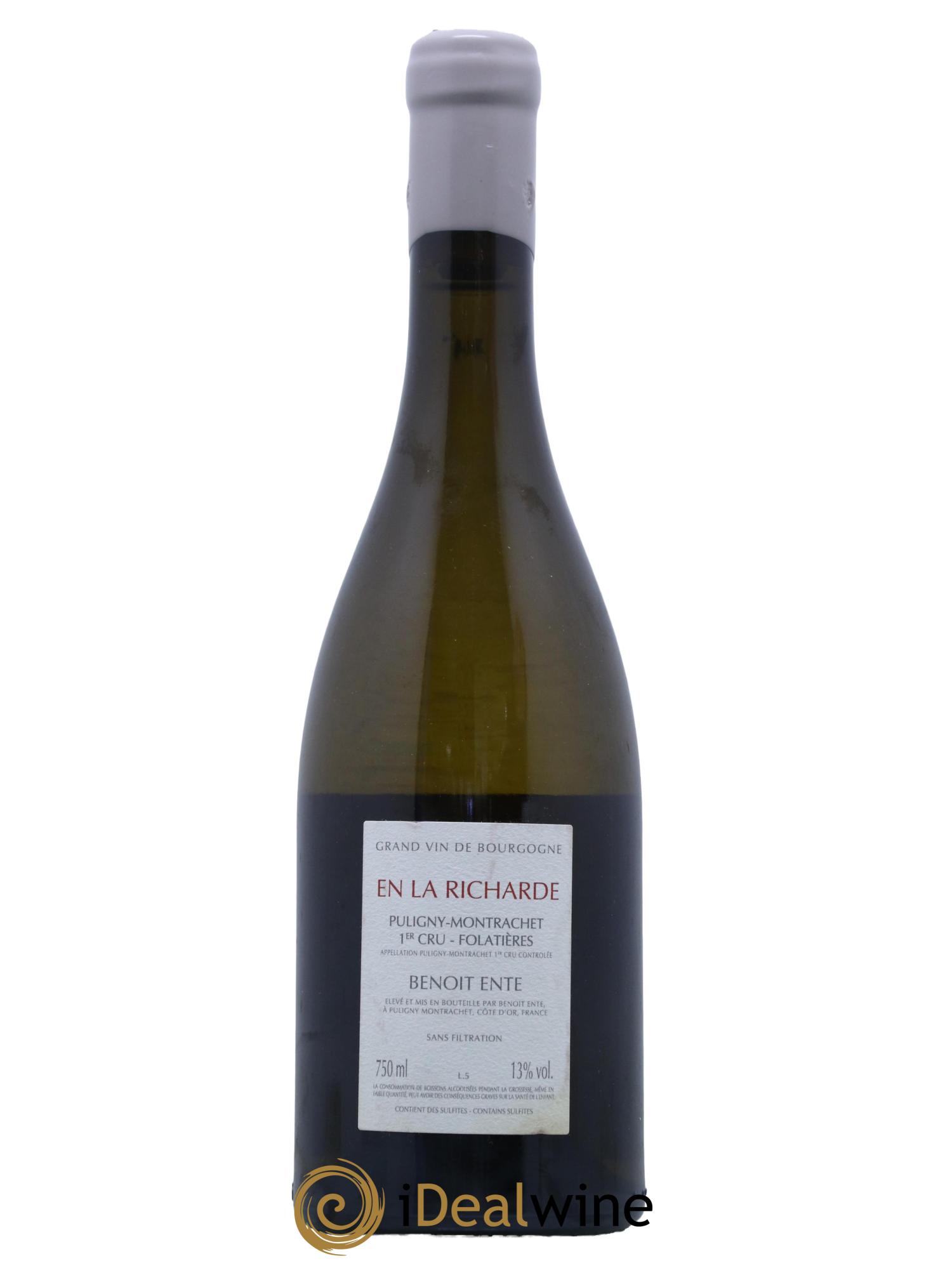 Puligny-Montrachet 1er Cru Folatières En la Richarde Benoit Ente 2019 - Lot de 1 bouteille - 1