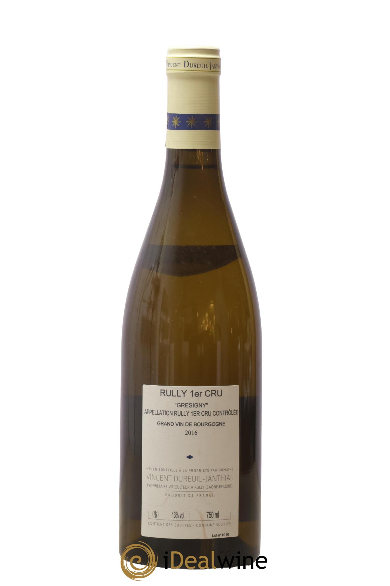 Rully 1er Cru Grésigny Vieilles Vignes Vincent Dureuil-Janthial 2016 - Lot of 1 bottle - 1