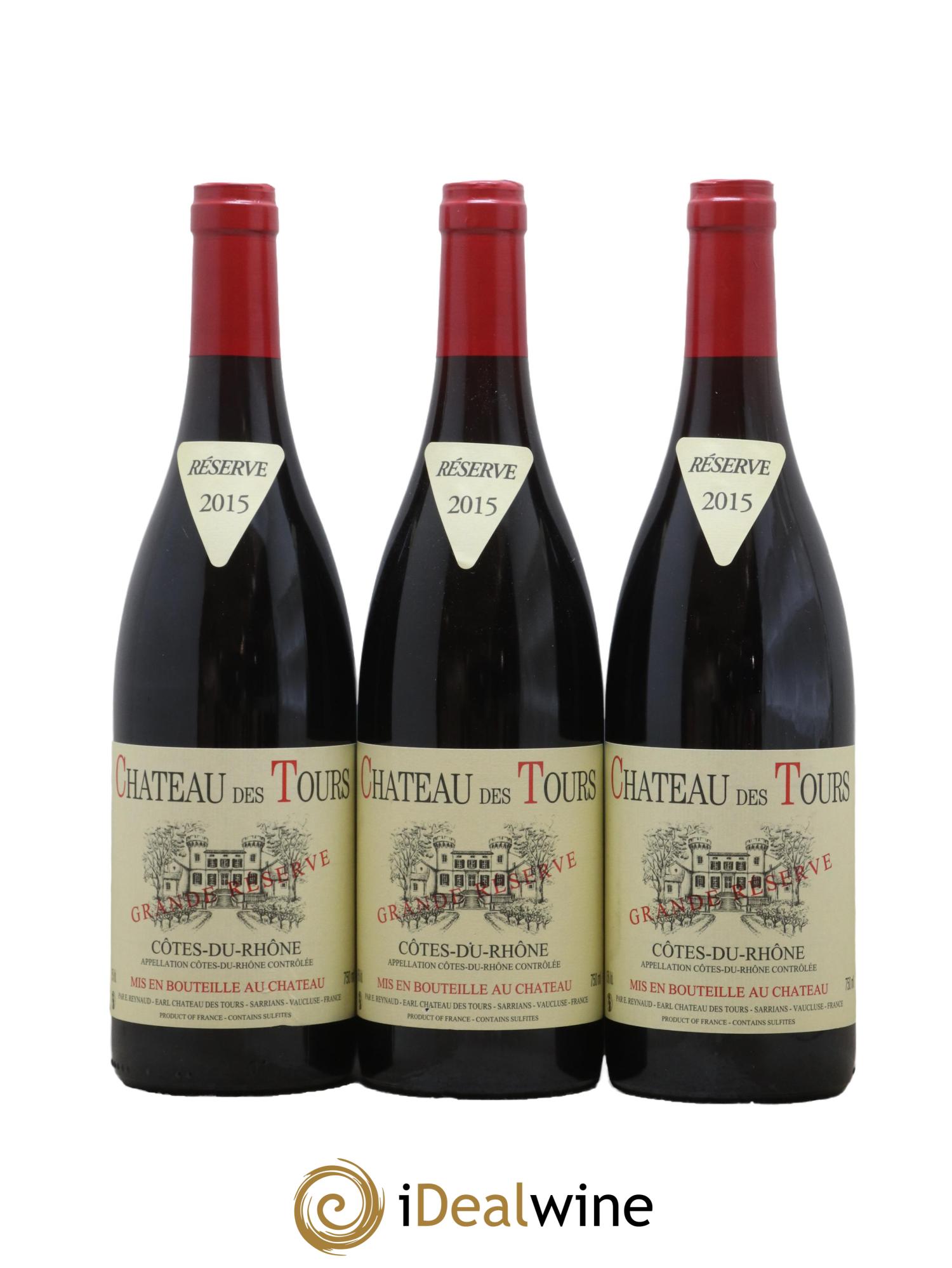 Côtes-du-Rhône Château des Tours Grande Réserve Emmanuel Reynaud 2015 - Lot de 3 bouteilles - 0