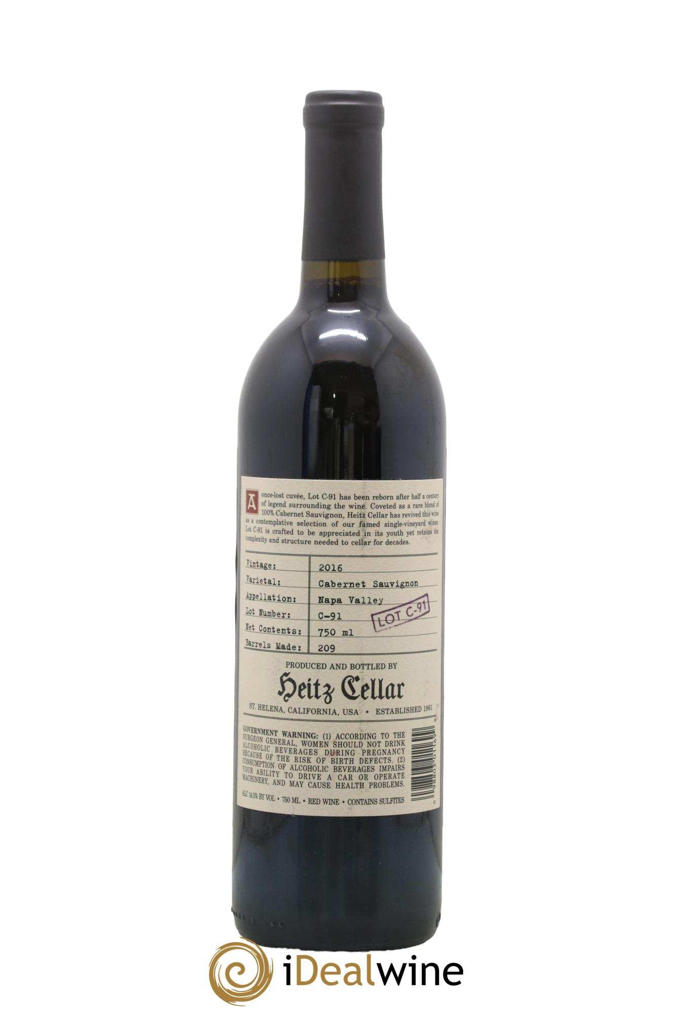 USA Napa Valley Lot C-91 Heitz Cellar 2016 - Lot of 1 bottle - 1