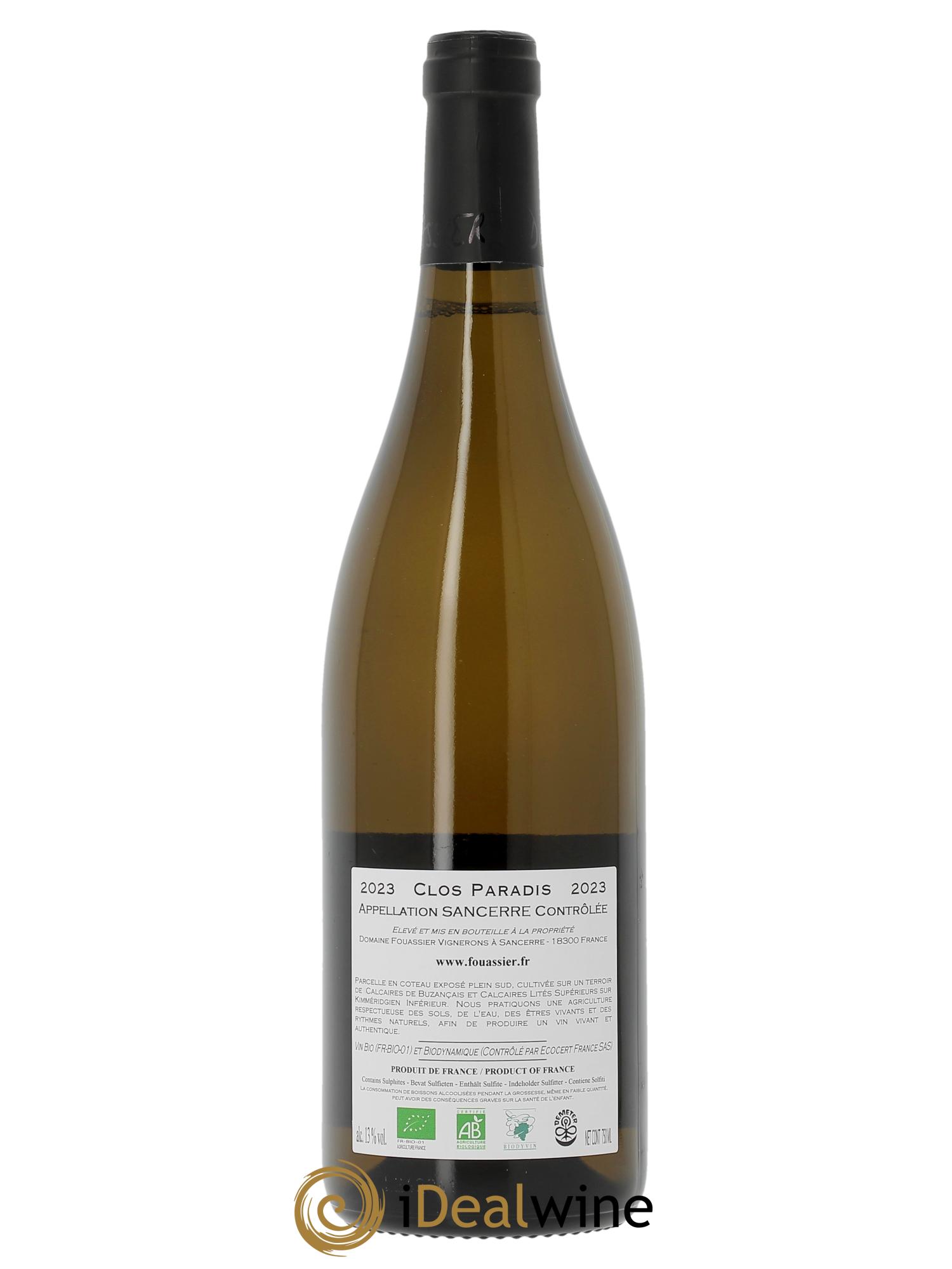Sancerre Clos Paradis Fouassier (Domaine)  2023 - Lot of 1 bottle - 1