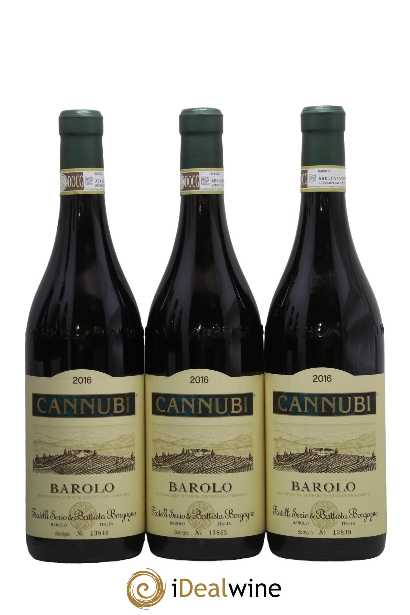 Barolo DOCG Cannubi Borgogno Battista 2016 - Lot de 3 bouteilles - 0