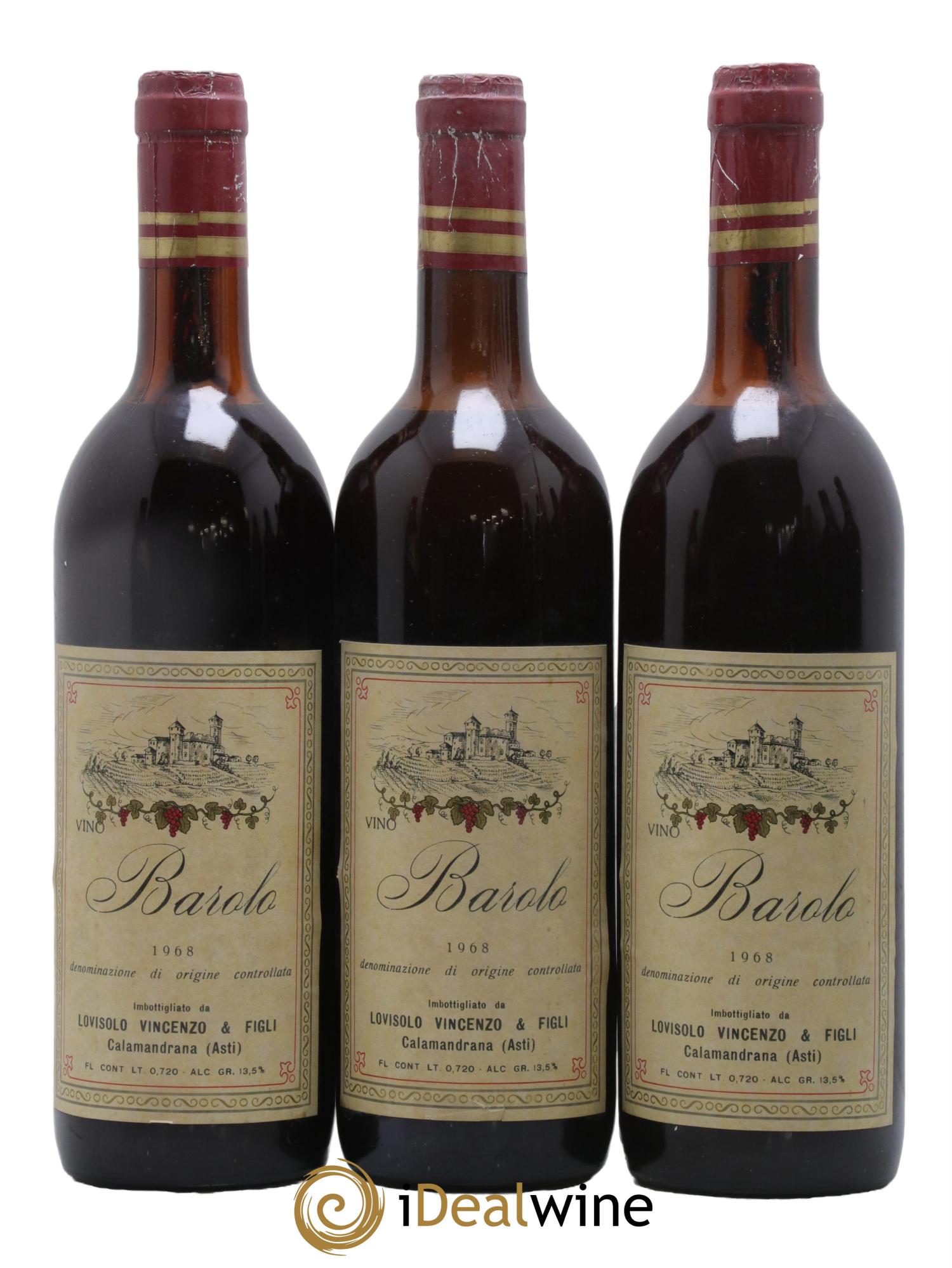 Barolo Lovisolo Vincenzo 1968 - Lot de 3 bouteilles - 0