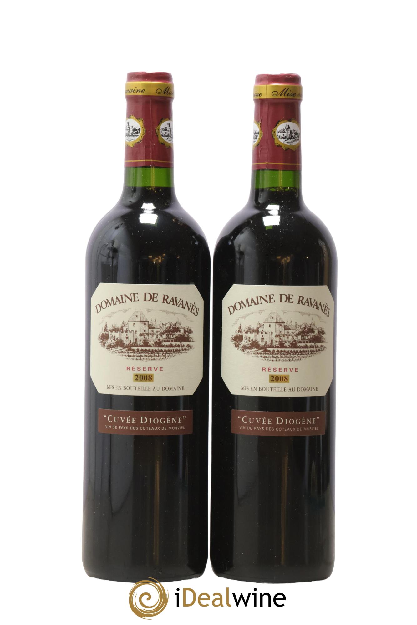 IGP Pays d'Hérault (Vin de Pays de l'Hérault) Coteaux de Murviel Diogène Réserve Domaine Ravanès 2008 - Lot de 2 bouteilles - 0