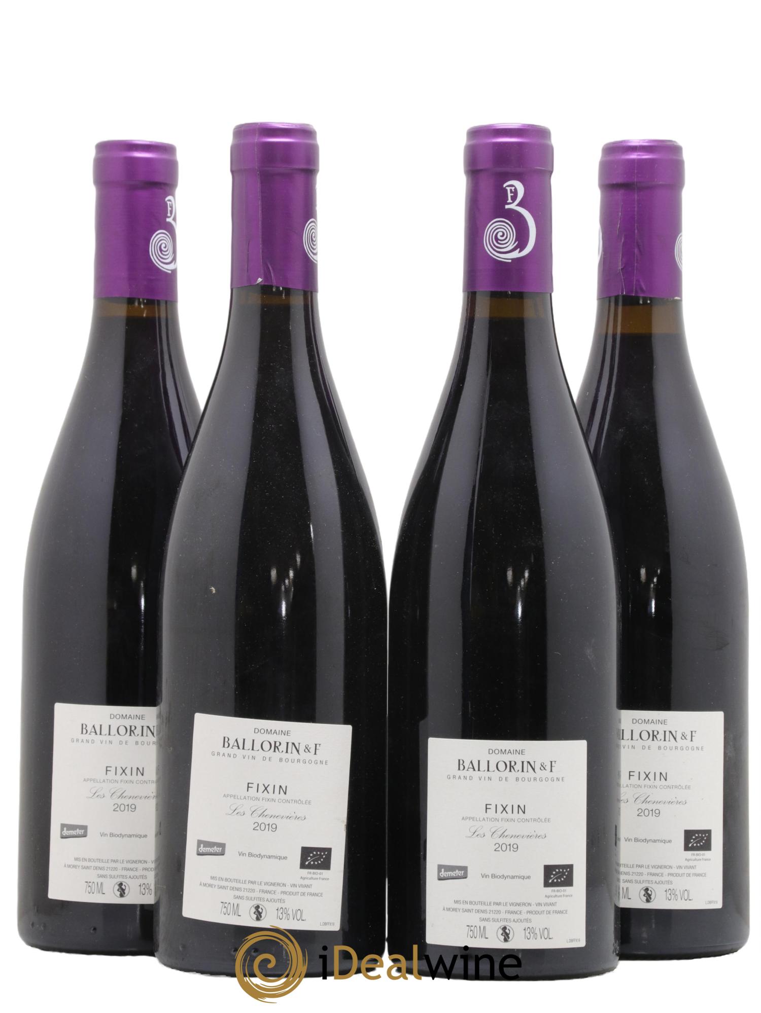 Fixin Chenevieres Domaine Ballorin 2019 - Lot de 4 bouteilles - 1