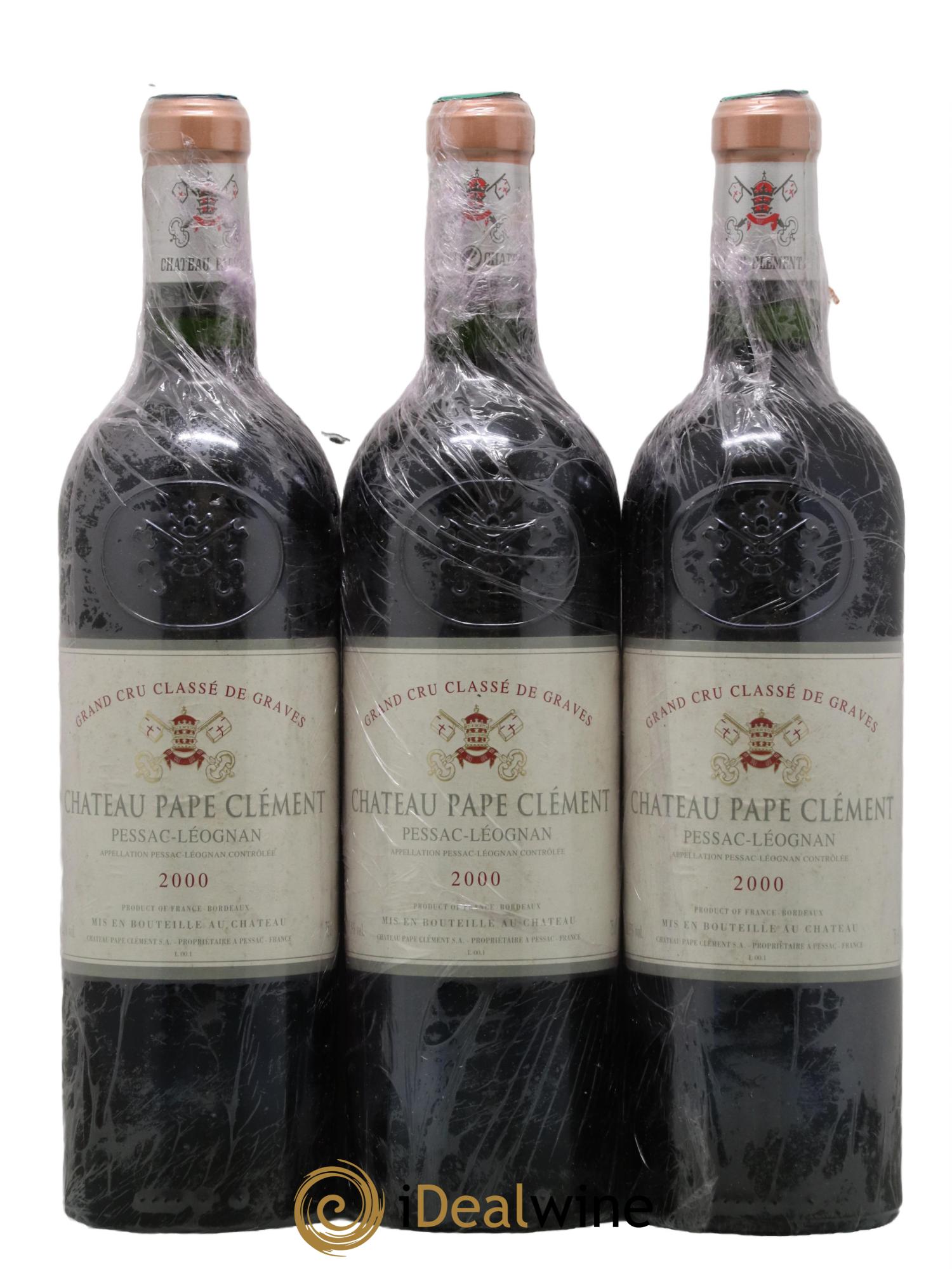 Château Pape Clément Cru Classé de Graves 2000 - Lot de 3 bouteilles - 0