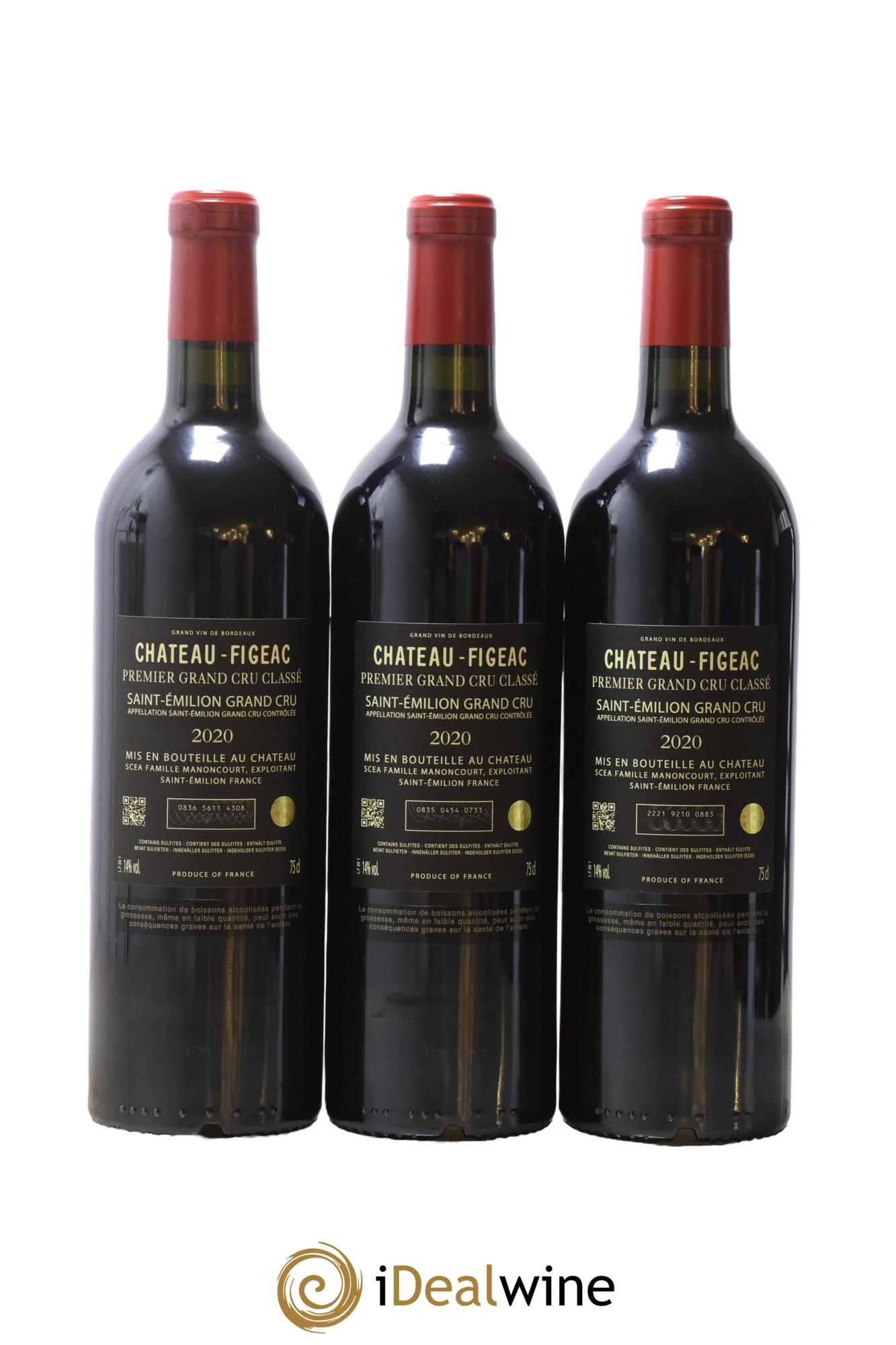 Château Figeac 1er Grand Cru Classé A 2020 - Lot de 3 bouteilles - 1