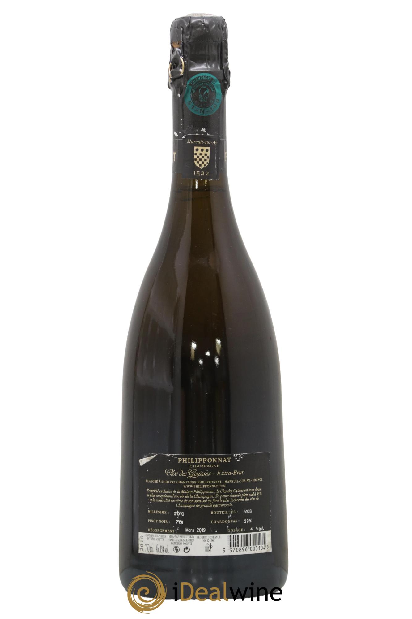 Clos des Goisses Philipponnat 2010 - Lot of 1 bottle - 1