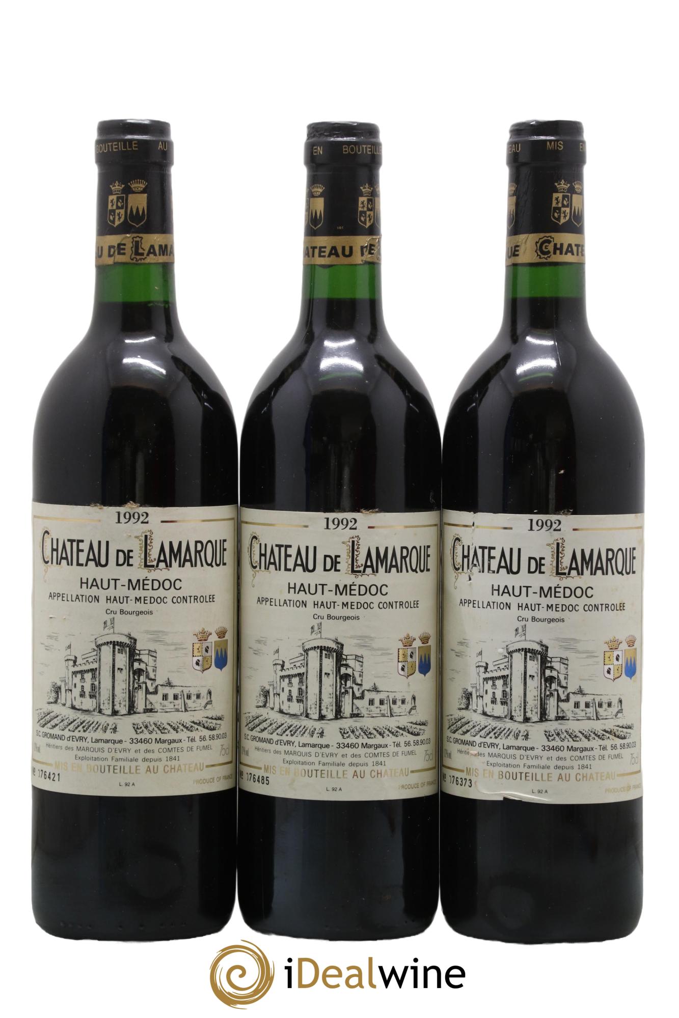 Château de Lamarque Cru Bourgeois 1992 - Lot de 3 bouteilles - 0
