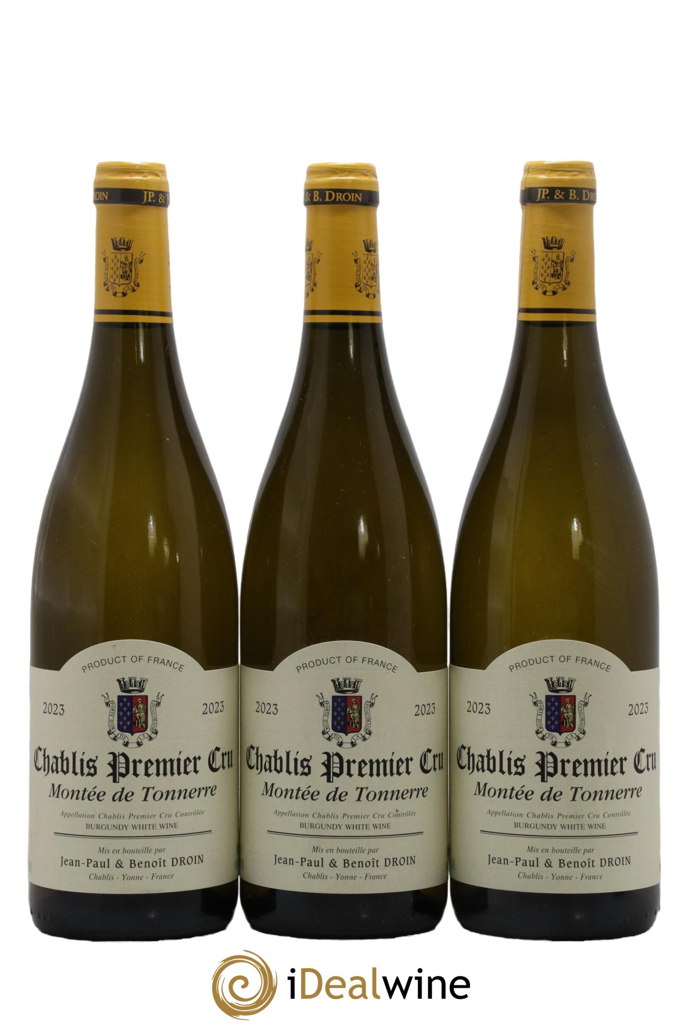 Chablis 1er Cru Montée de Tonnerre Jean-Paul & Benoît Droin (Domaine) 2023 - Lotto di 3 bottiglie - 0