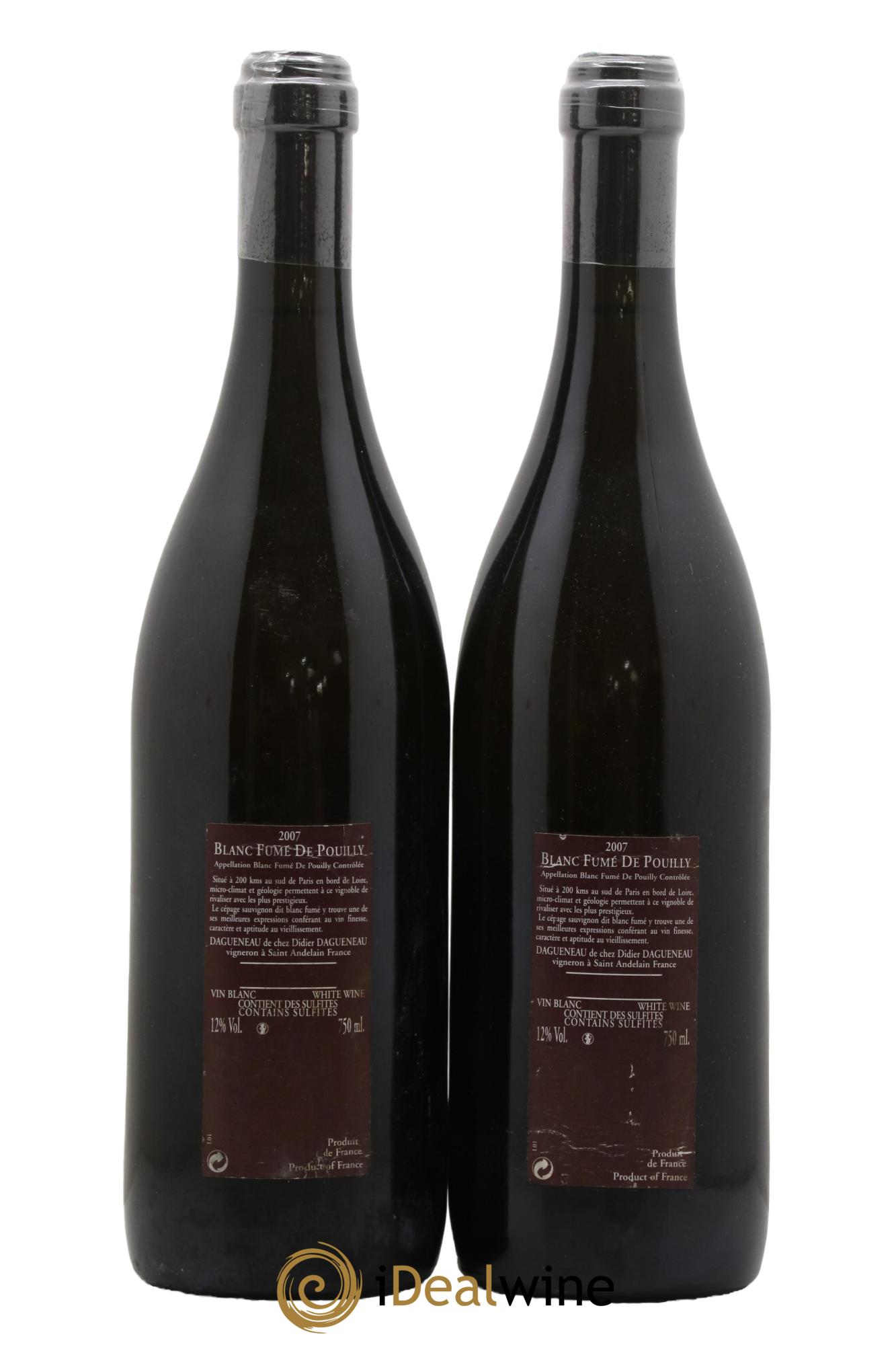 Vin de France (anciennement Pouilly-Fumé) Pur Sang Dagueneau (Domaine Didier - Louis-Benjamin) 2007 - Lot of 2 bottles - 1