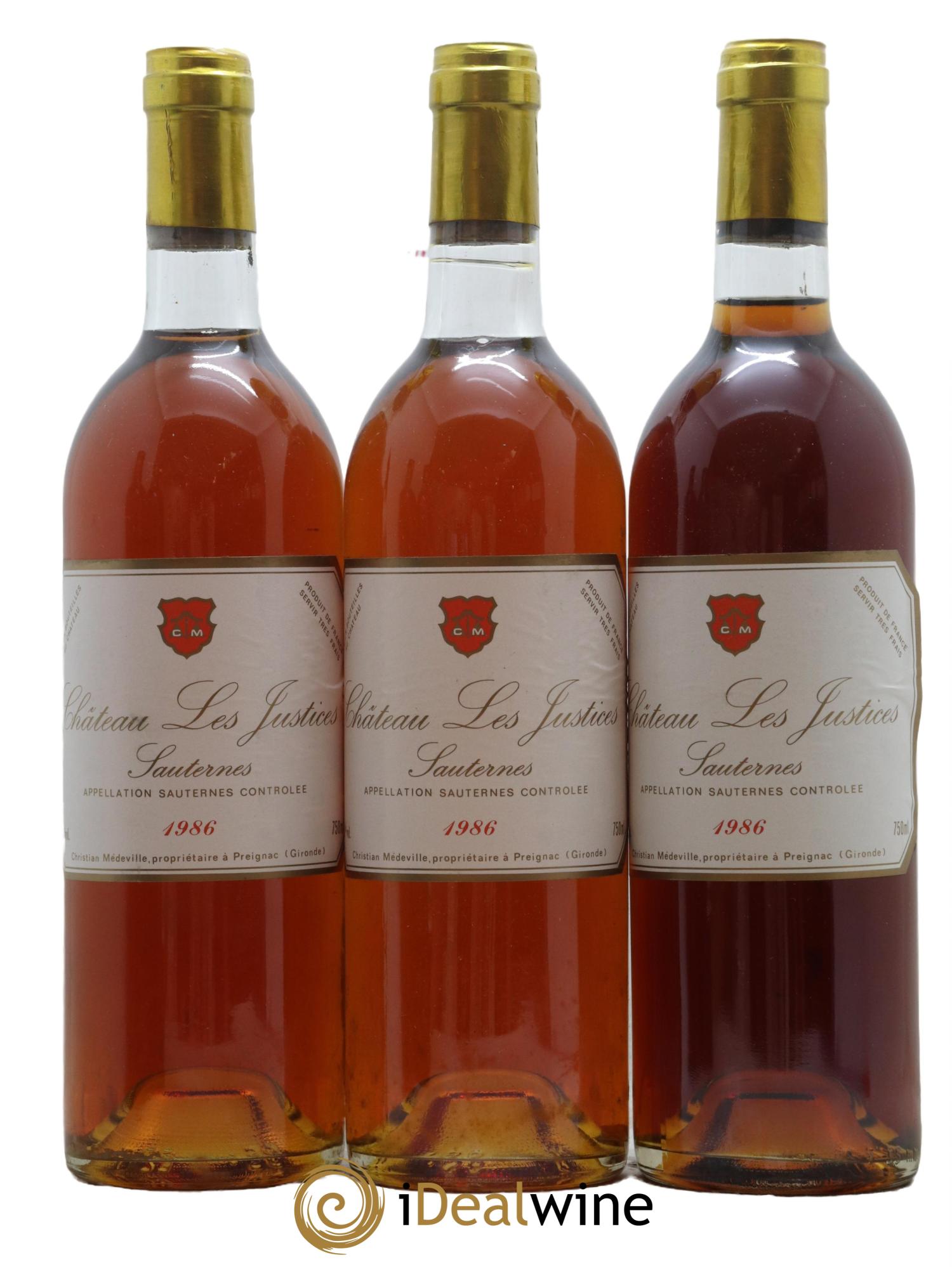 Château les Justices Cru Bourgeois 1986 - Lot of 3 bottles - 0