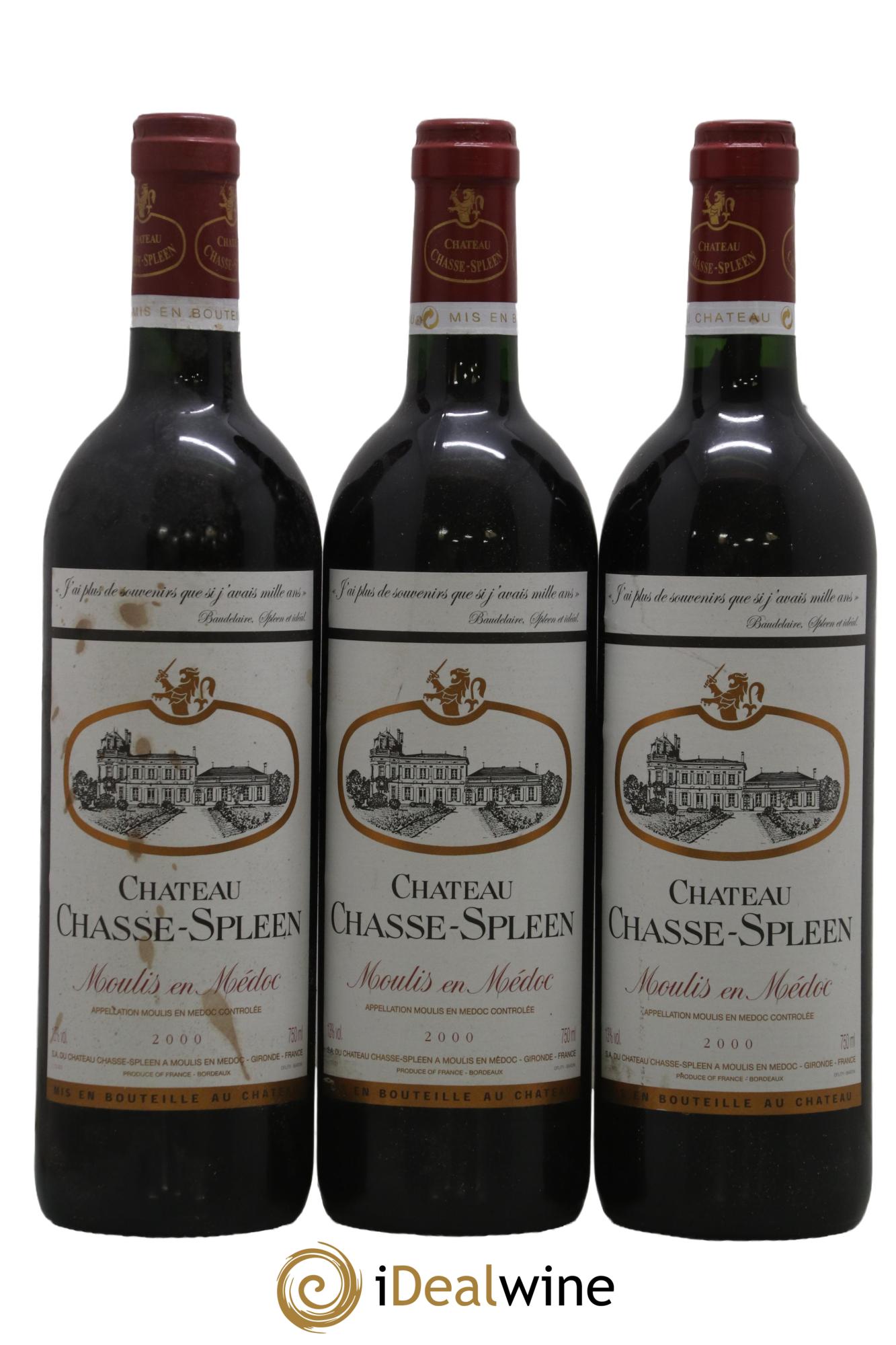 Château Chasse Spleen 2000 - Lot de 3 bouteilles - 0