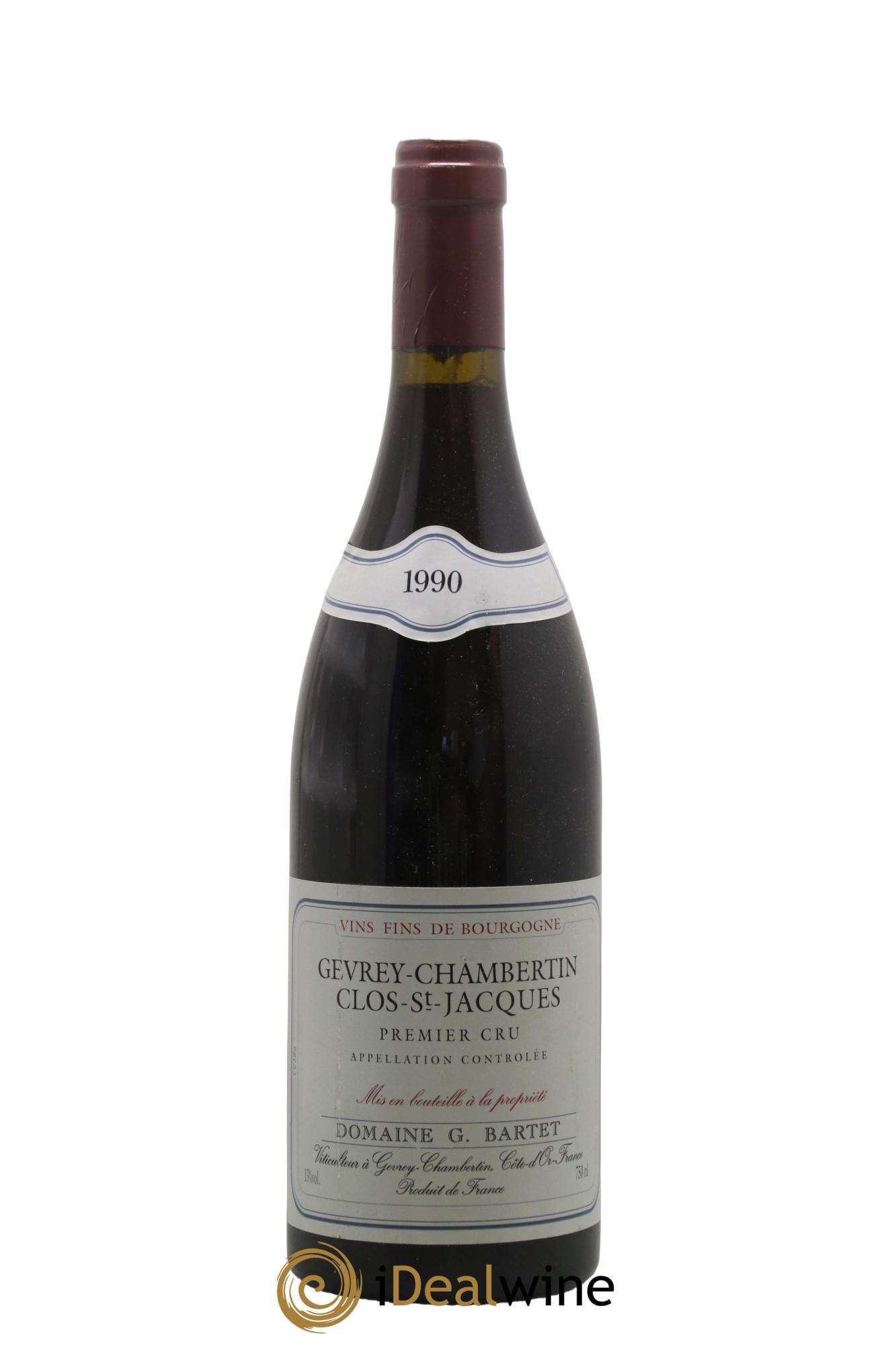 Gevrey-Chambertin 1er Cru Clos St-Jacques Domaine Bartet 1990 - Lot de 1 bouteille - 0