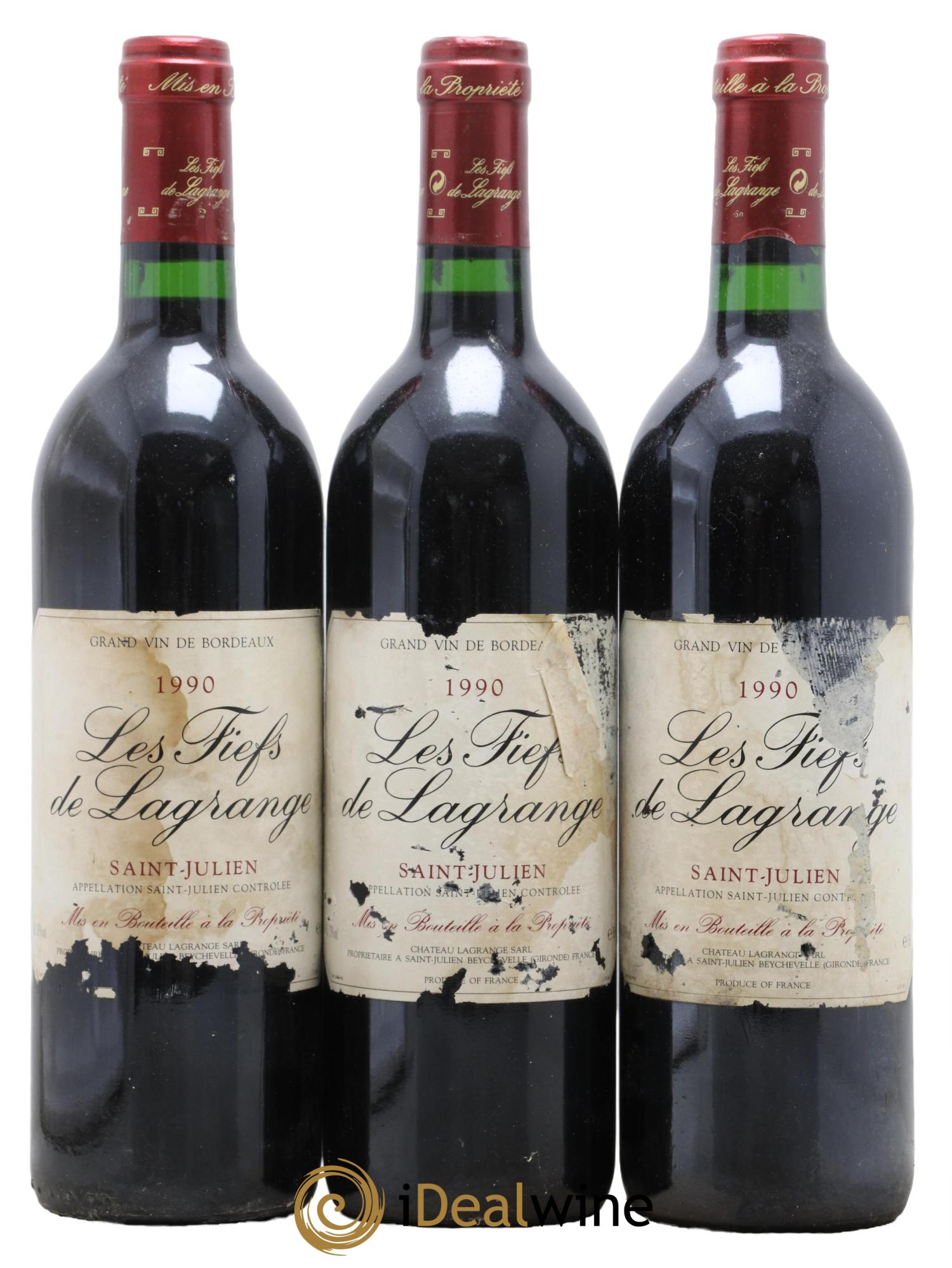 Les Fiefs de Lagrange Second Vin 1990 - Lot de 3 bouteilles - 0