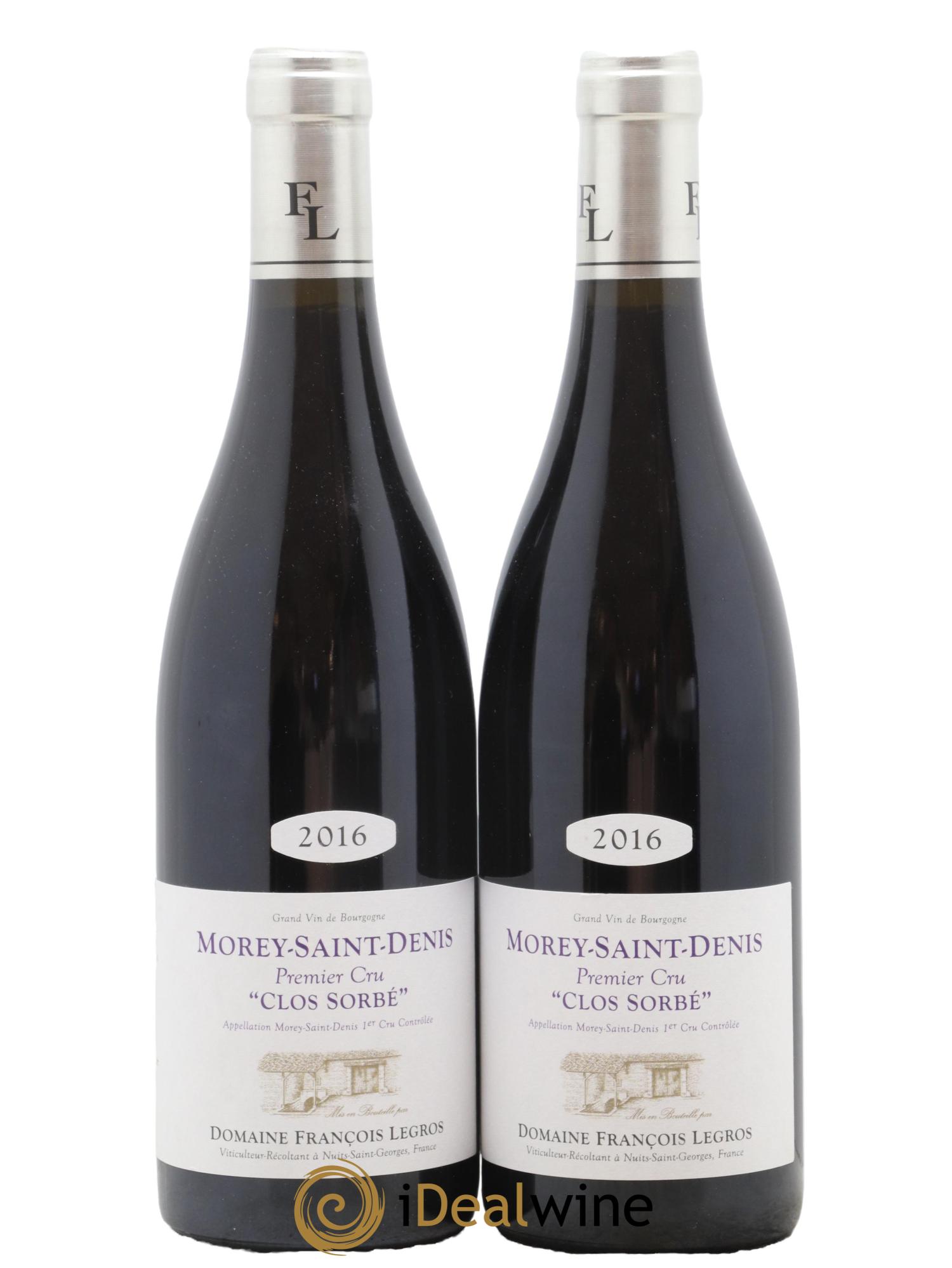 Morey-Saint-Denis 1er Cru Clos Sorbé François Legros 2016 - Lot de 2 bouteilles - 0