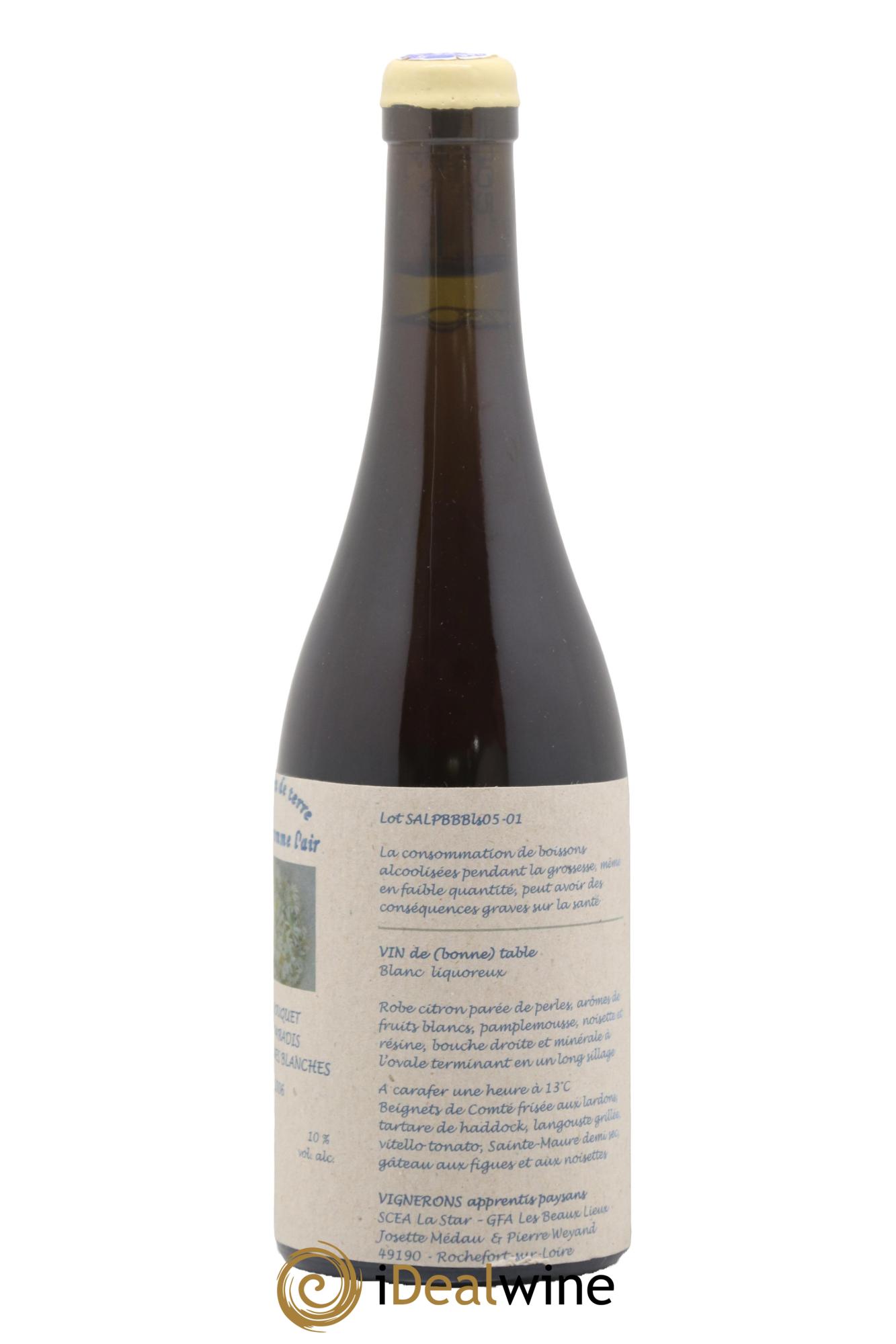 Vin de France Un vin de Terre Libre comme l'Air Le Bouquet du Paradis des Bonnes Blanches Josette Medau & Pierre Weyand 2006 - Posten von 1 Format 50cl - 2