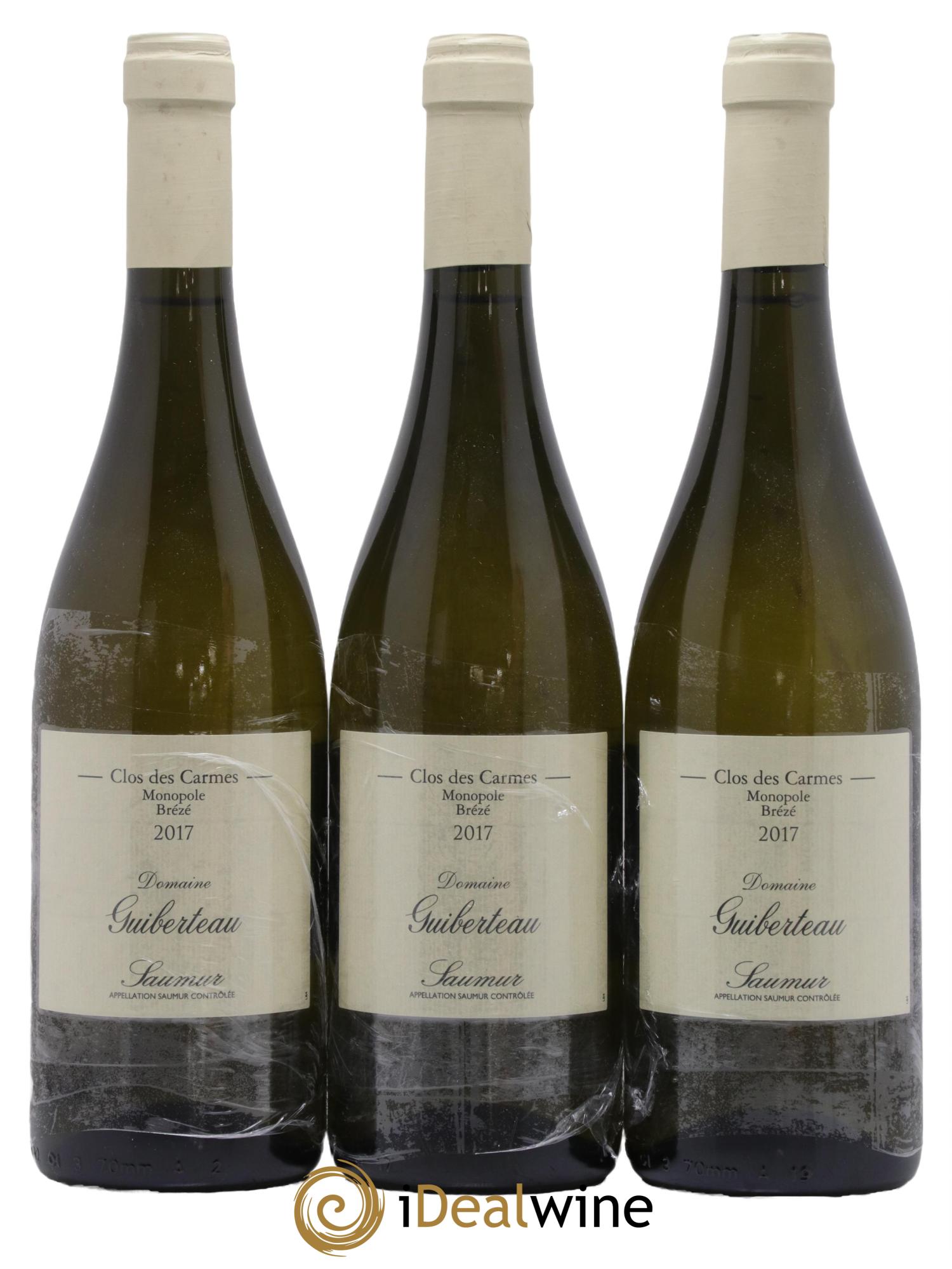 Saumur Brézé Clos des Carmes Domaine Guiberteau 2017 - Lot de 3 bouteilles - 0