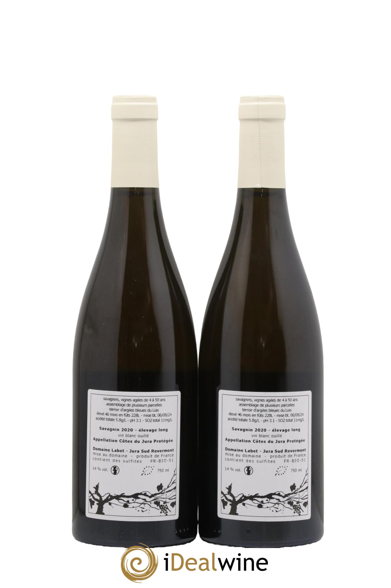 Côtes du Jura Savagnin en Chalasse Elevage Long Romain - Julien - Charline Labet 2020 - Lot de 2 bouteilles - 1