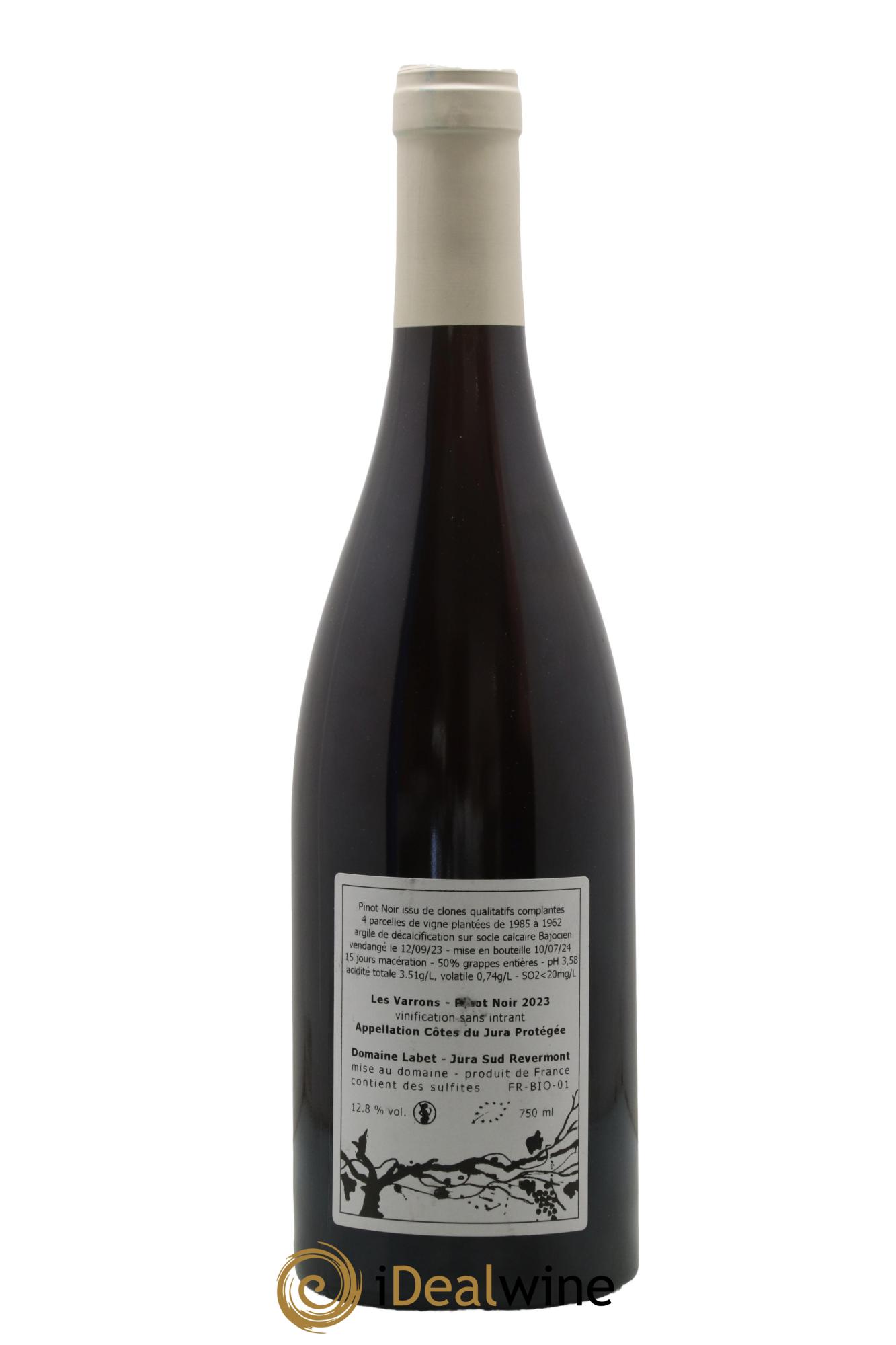 Côtes du Jura Pinot Noir Les Varrons Sélection Massale Romain - Julien - Charline Labet 2023 - Lot de 1 bouteille - 1