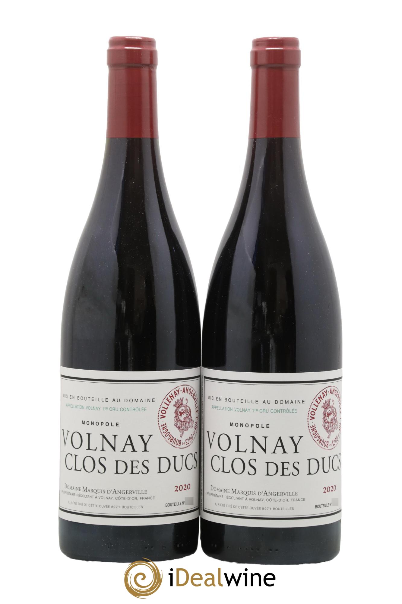 Volnay 1er Cru Clos des Ducs Marquis d'Angerville (Domaine) 2020 - Lotto di 2 bottiglie - 0