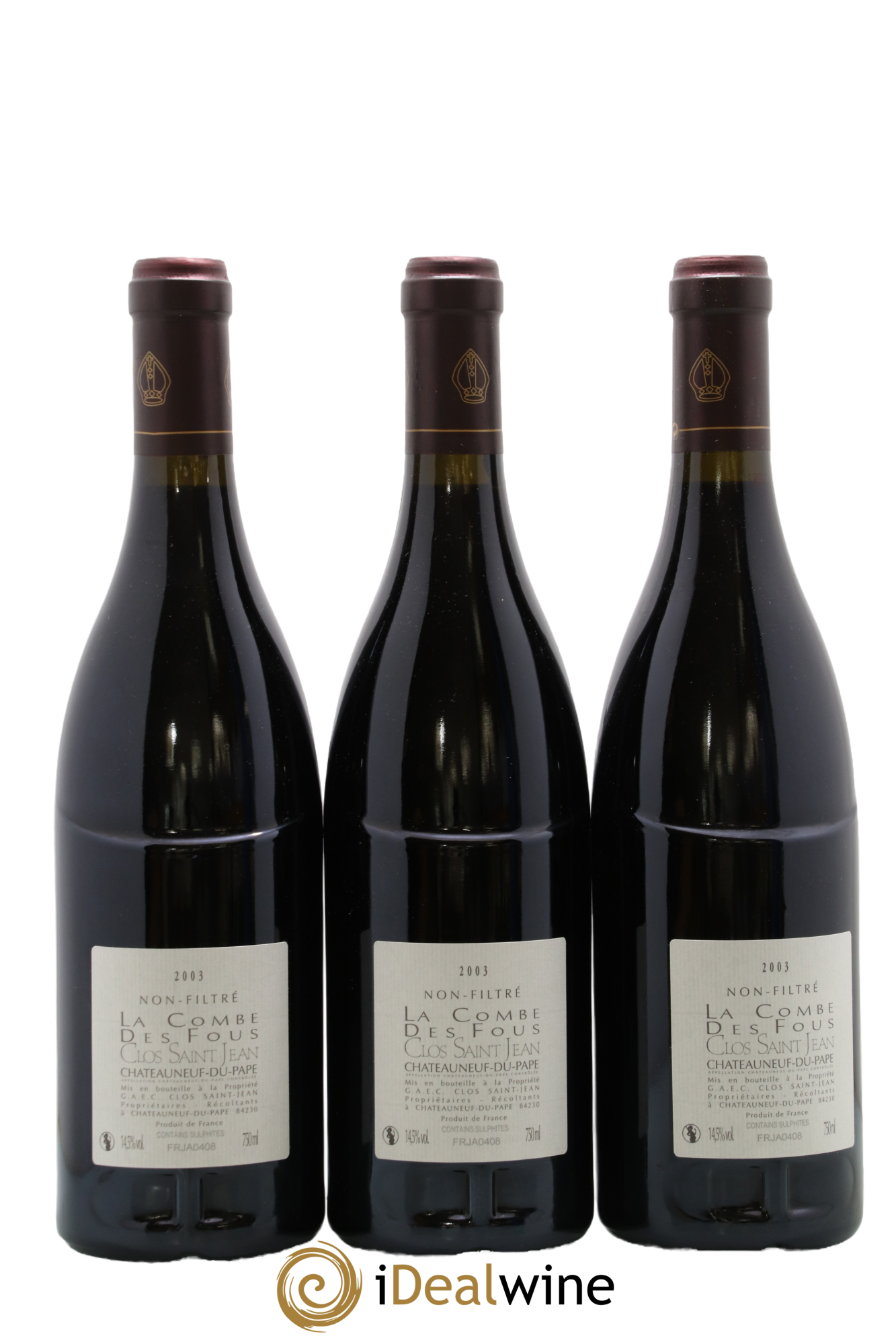Châteauneuf-du-Pape Clos Saint-Jean La Combe des Fous Pascal et Vincent Maurel 2003 - Lotto di 3 bottiglie - 1