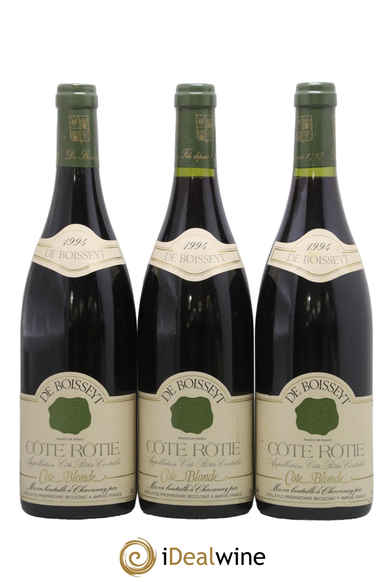 Côte-Rôtie Côte-Blonde Vignoble De Boisseyt 1994 - Lot de 3 bouteilles - 0