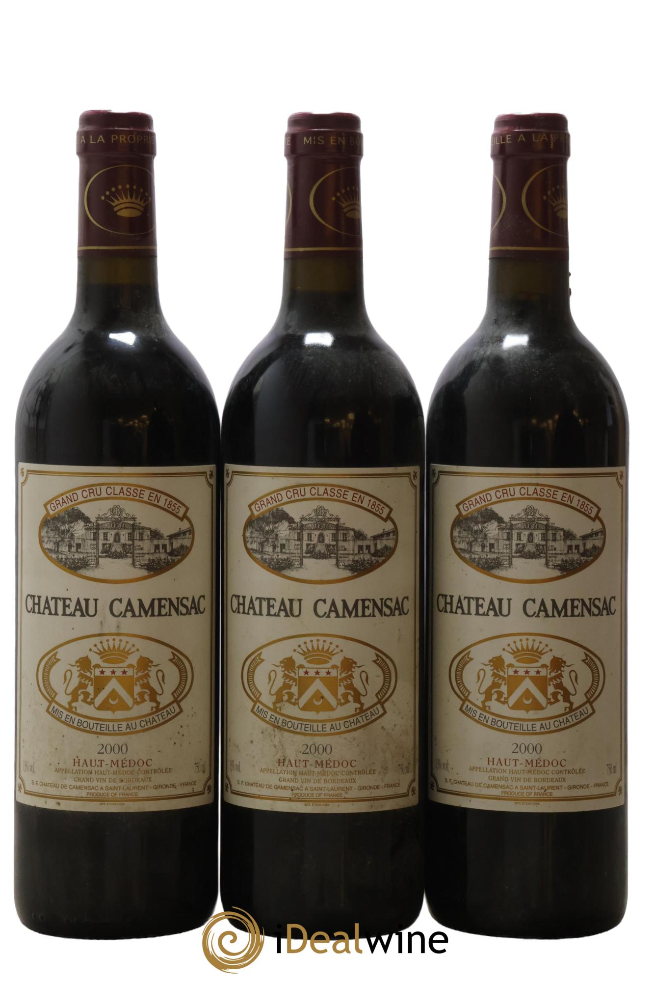Château Camensac 5ème Grand Cru Classé 2000 - Posten von 3 Flaschen - 0