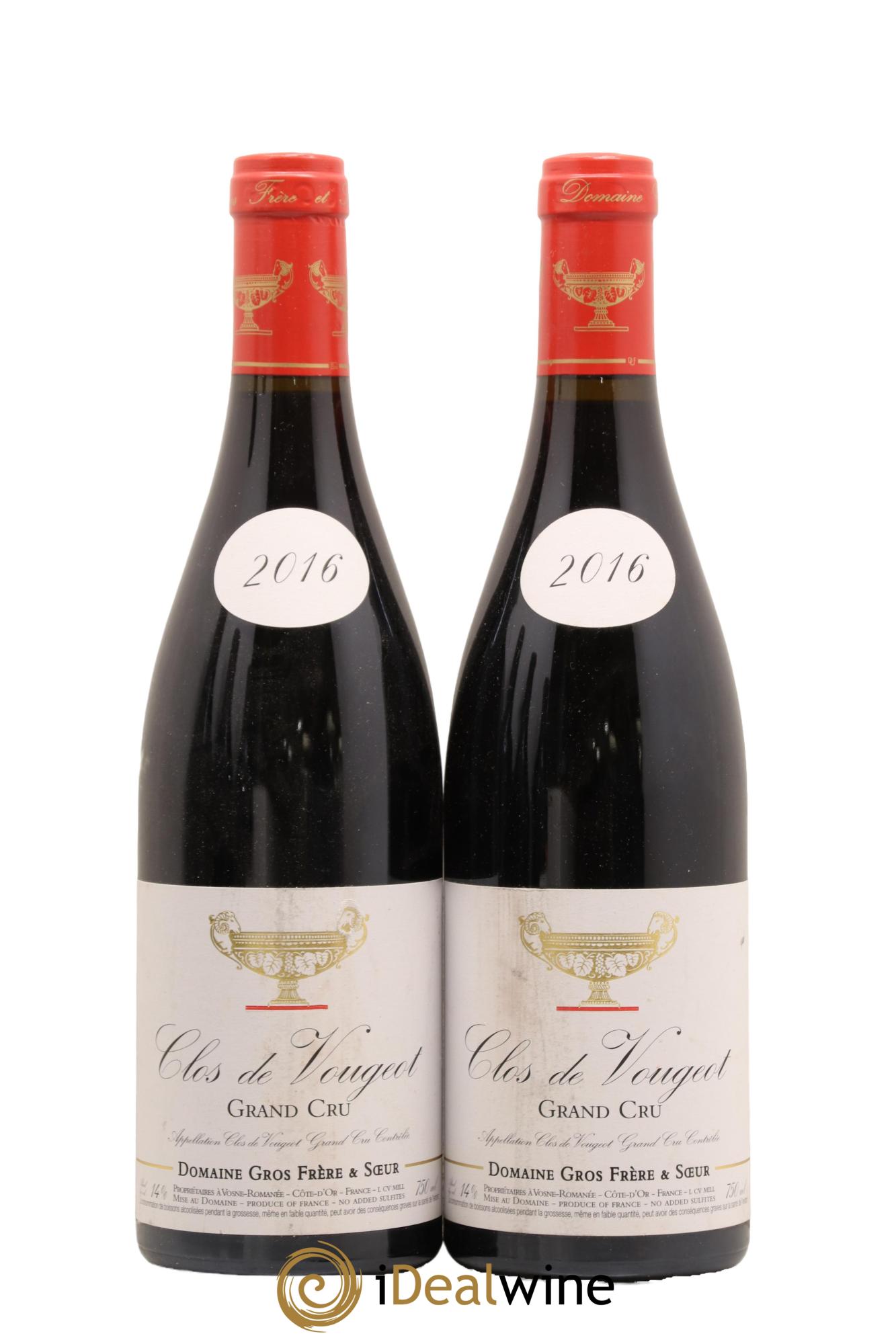 Clos de Vougeot Grand Cru Gros Frère & Soeur 2016 - Lot of 2 bottles - 0