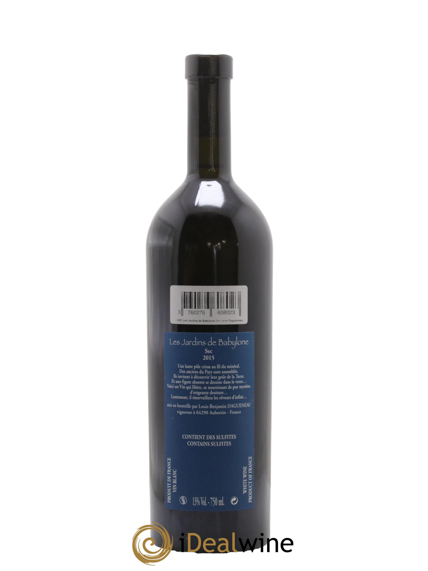 Vin de France(anciennement Jurançon) Les Jardins de Babylone Sec Didier Dagueneau  2015 - Lot of 1 bottle - 1