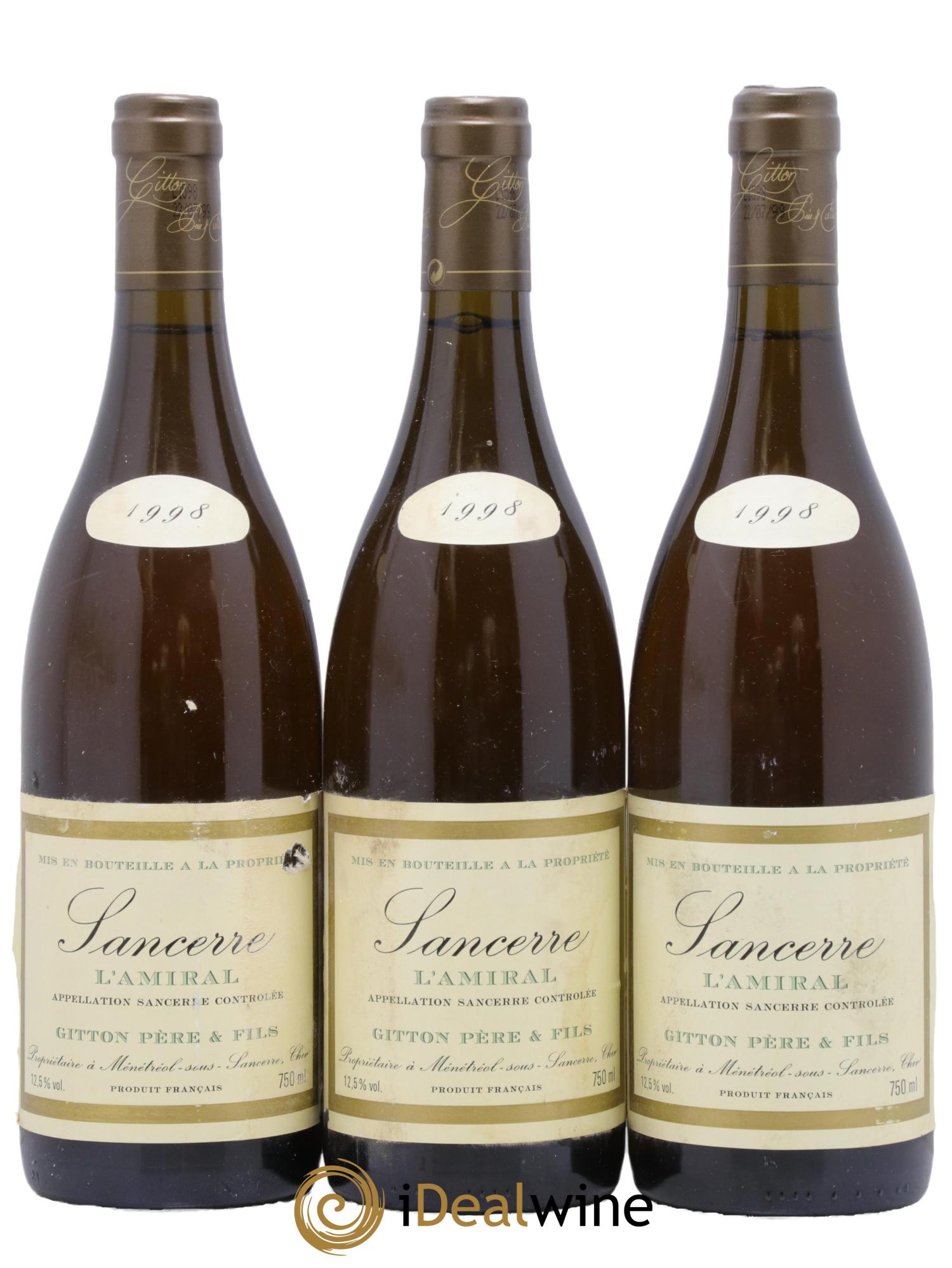 Sancerre L'Amiral Gitton 1998 - Lot of 3 bottles - 0